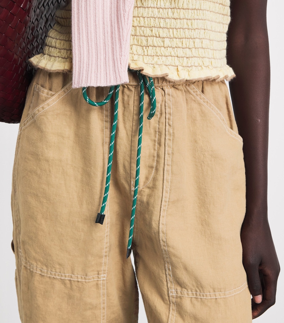 Rag & Bone Womens Linen Atlas Wide-Leg Trousers Tan Image 3