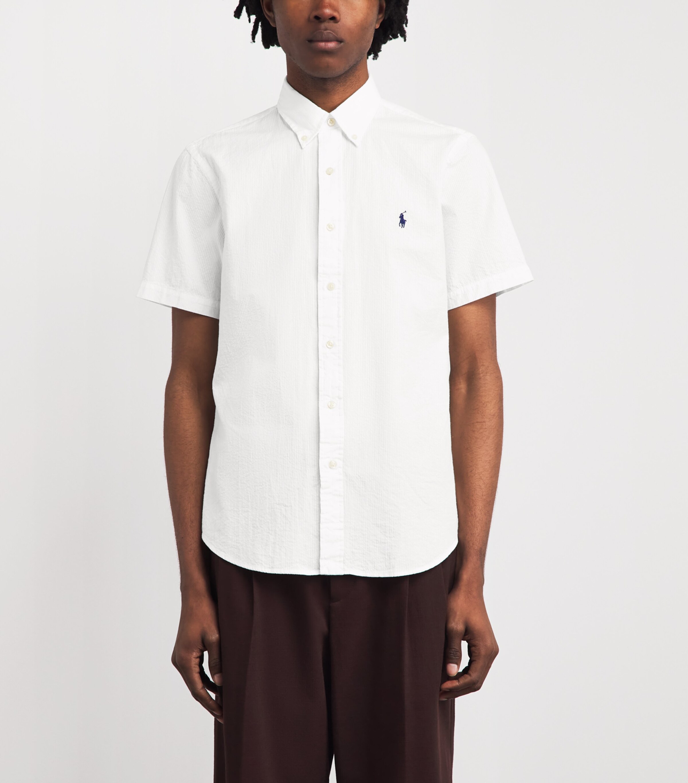 Polo Ralph Lauren Mens Seersucker Cotton Custom Fit Shirt White Image 4