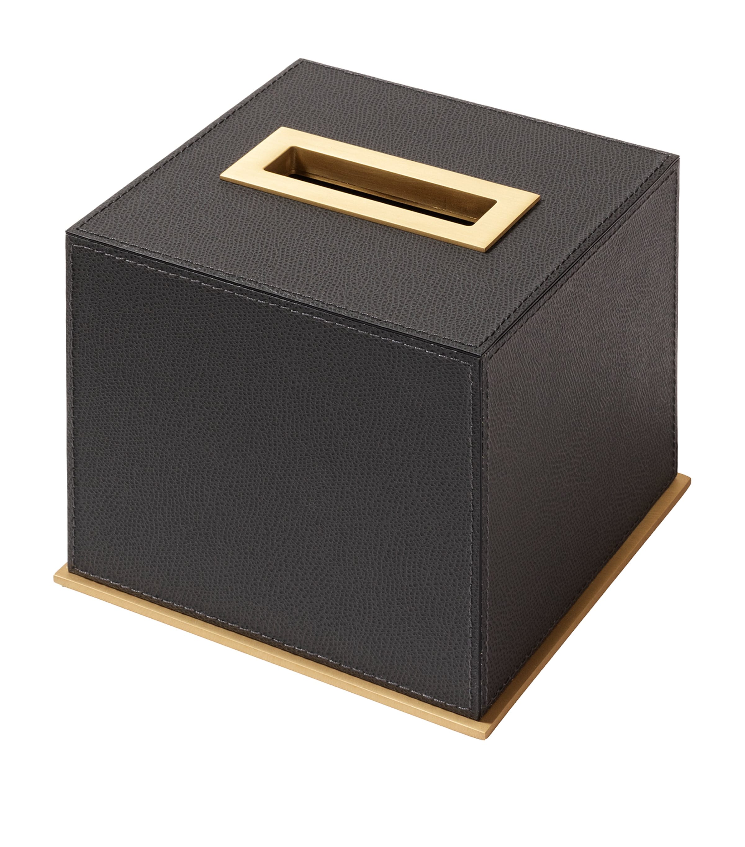Leather-Trim Firenze Tissue Box SLATE G77 Image 1