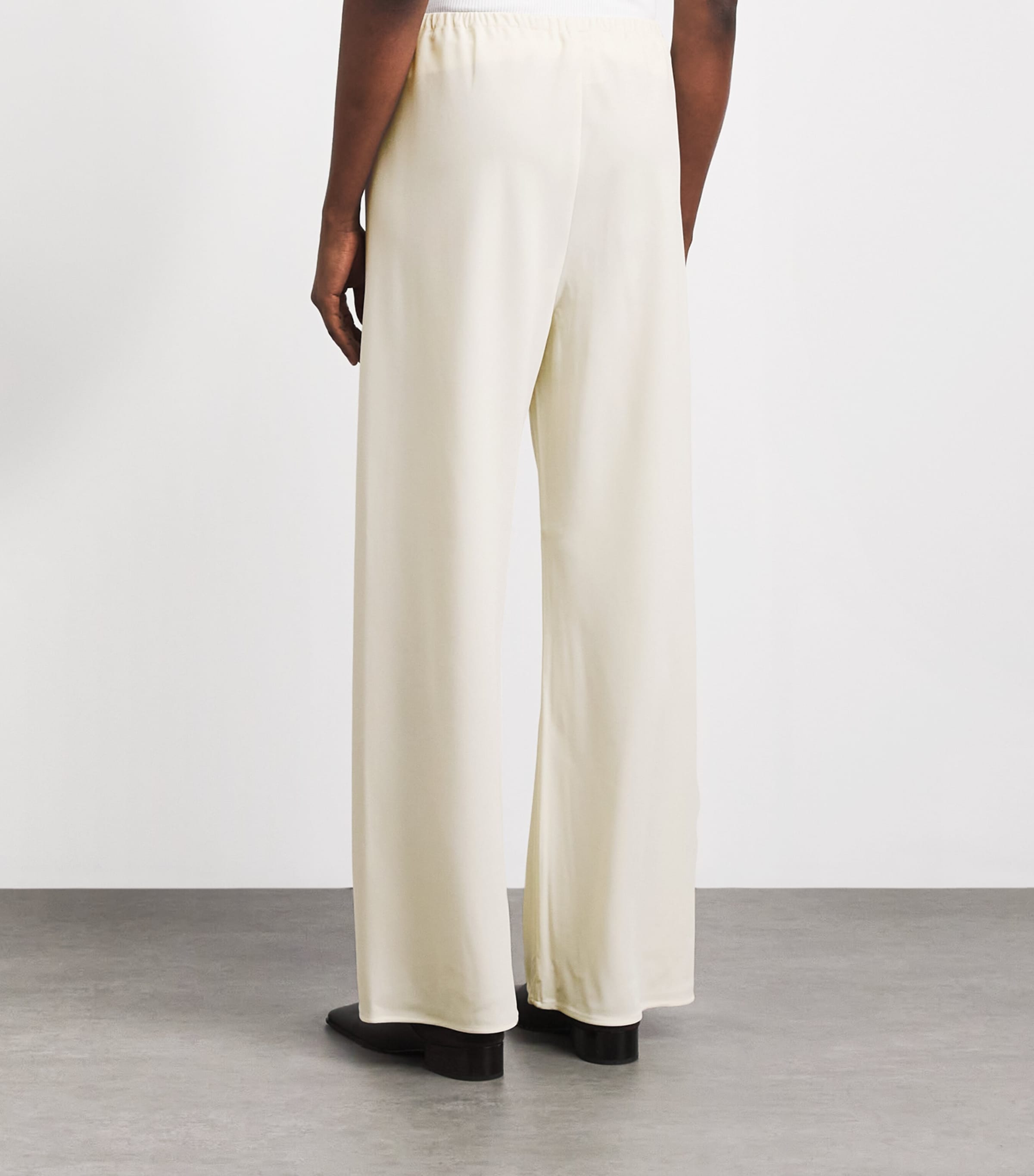 Almada Label Womens Satin Bea Wide-Leg Trousers Cream Image 5