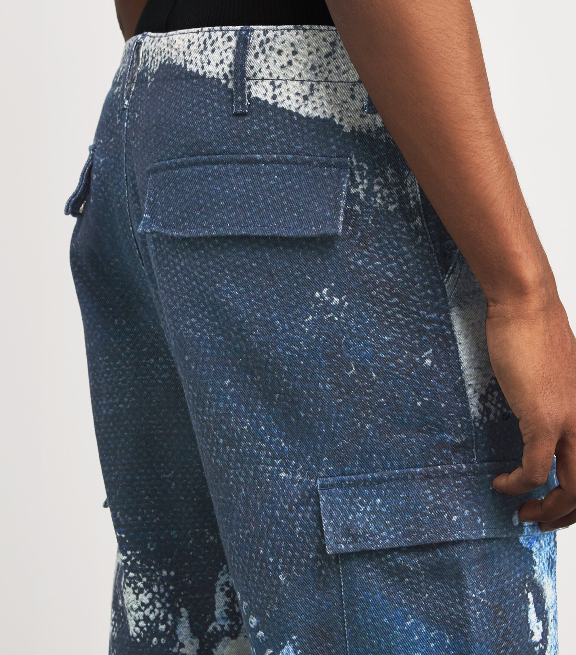 DOMREBEL Mens Cotton Deep Cargo Trousers Blue Image 6