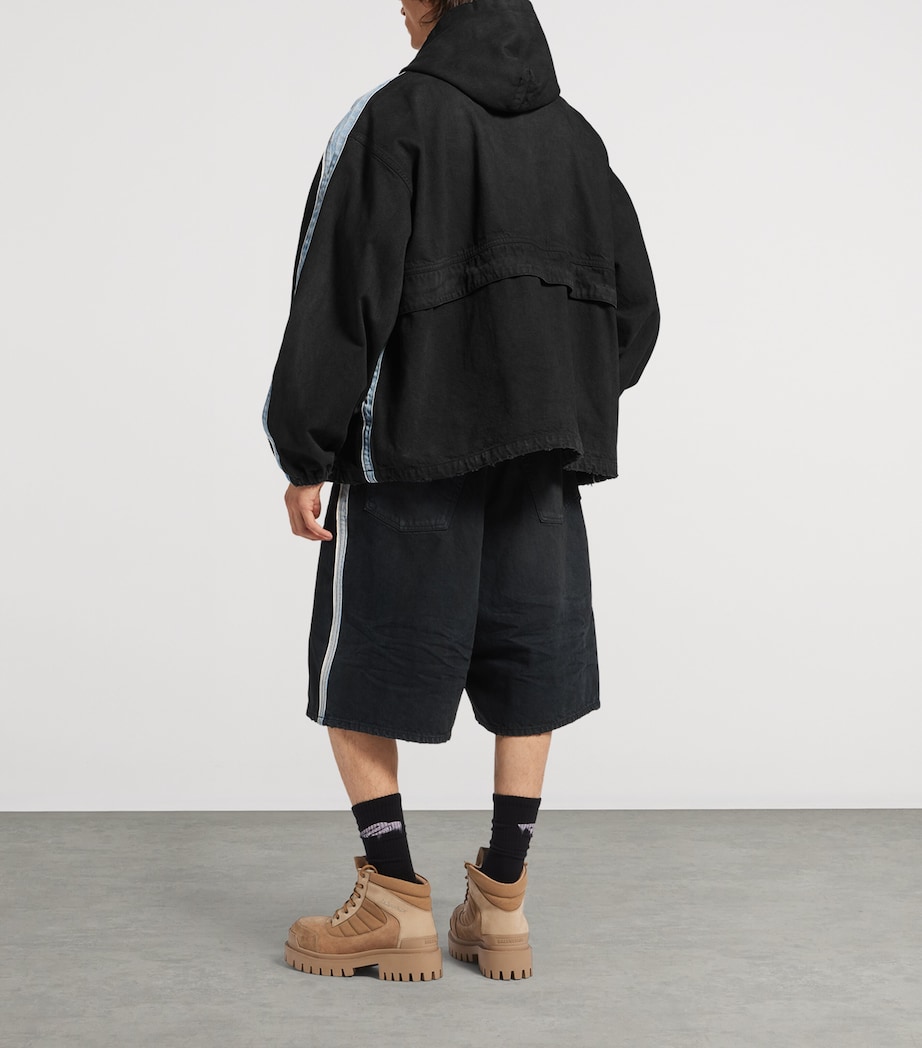 Balenciaga Mens Oversized Contrast-Detail Denim Jacket Image 3
