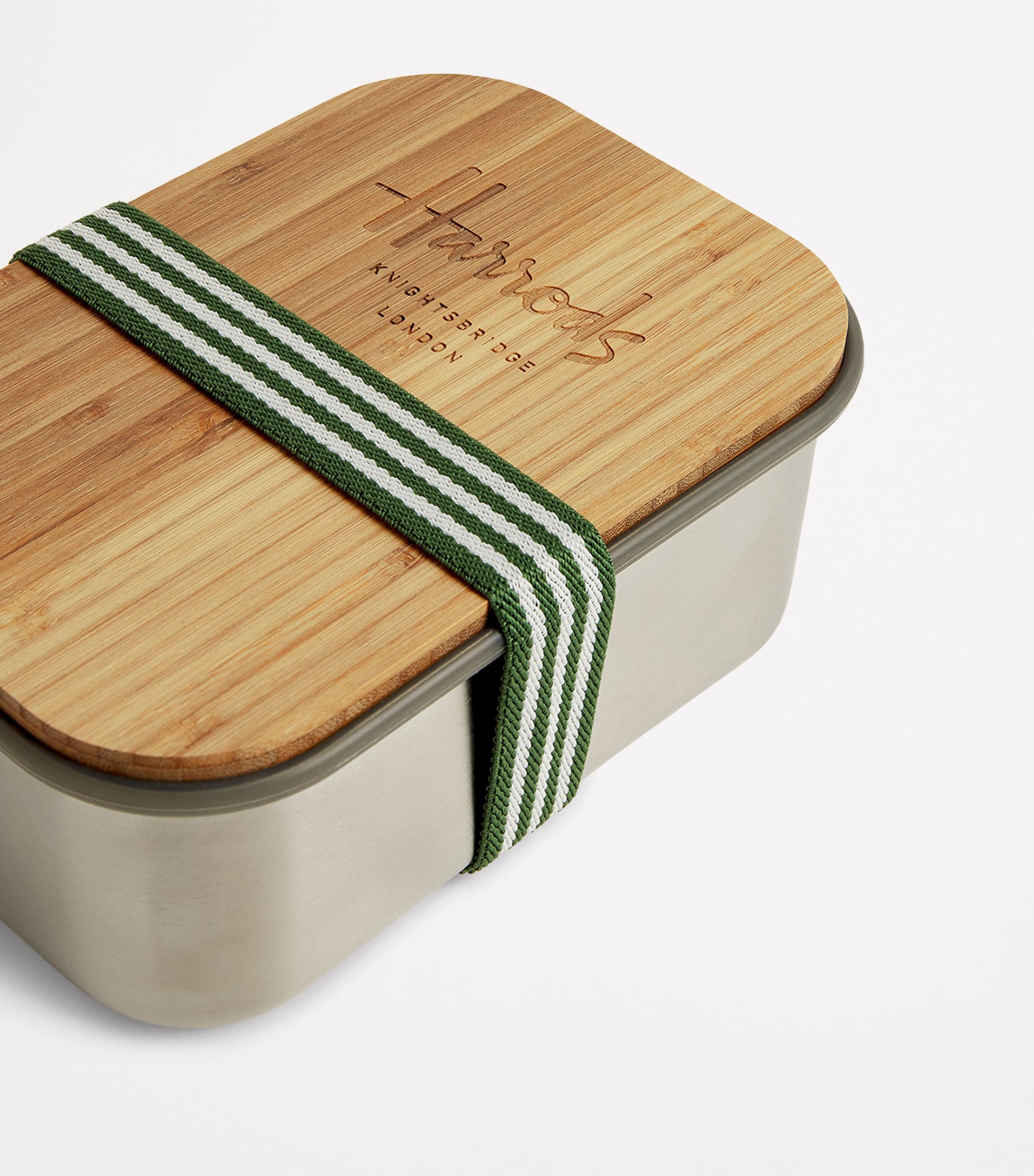 Bamboo-Lid Lunch Box HARRODS GREEN Image 3
