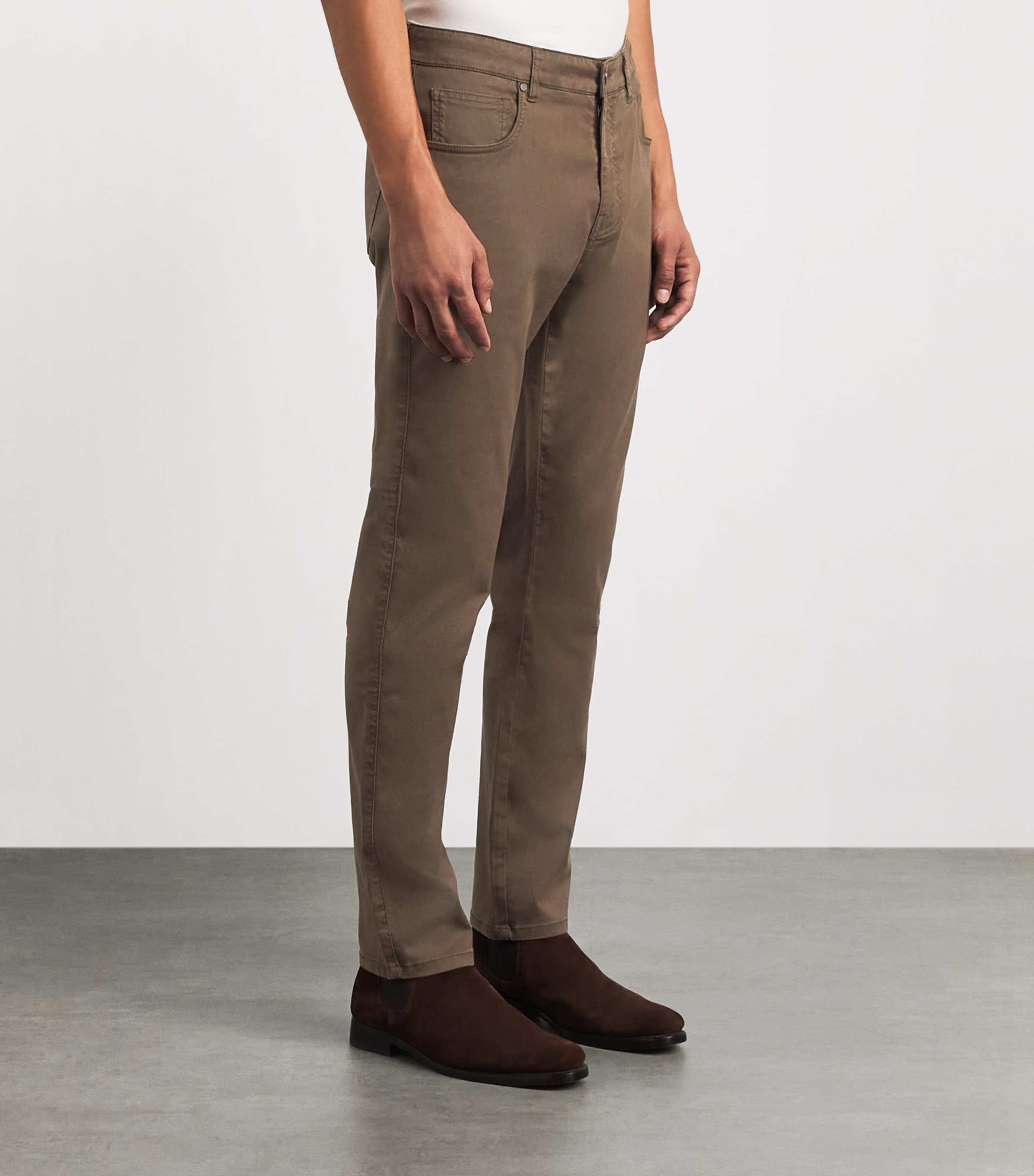 Purdey Mens Cotton-Blend Five-Pocket Trousers Wal Image 4