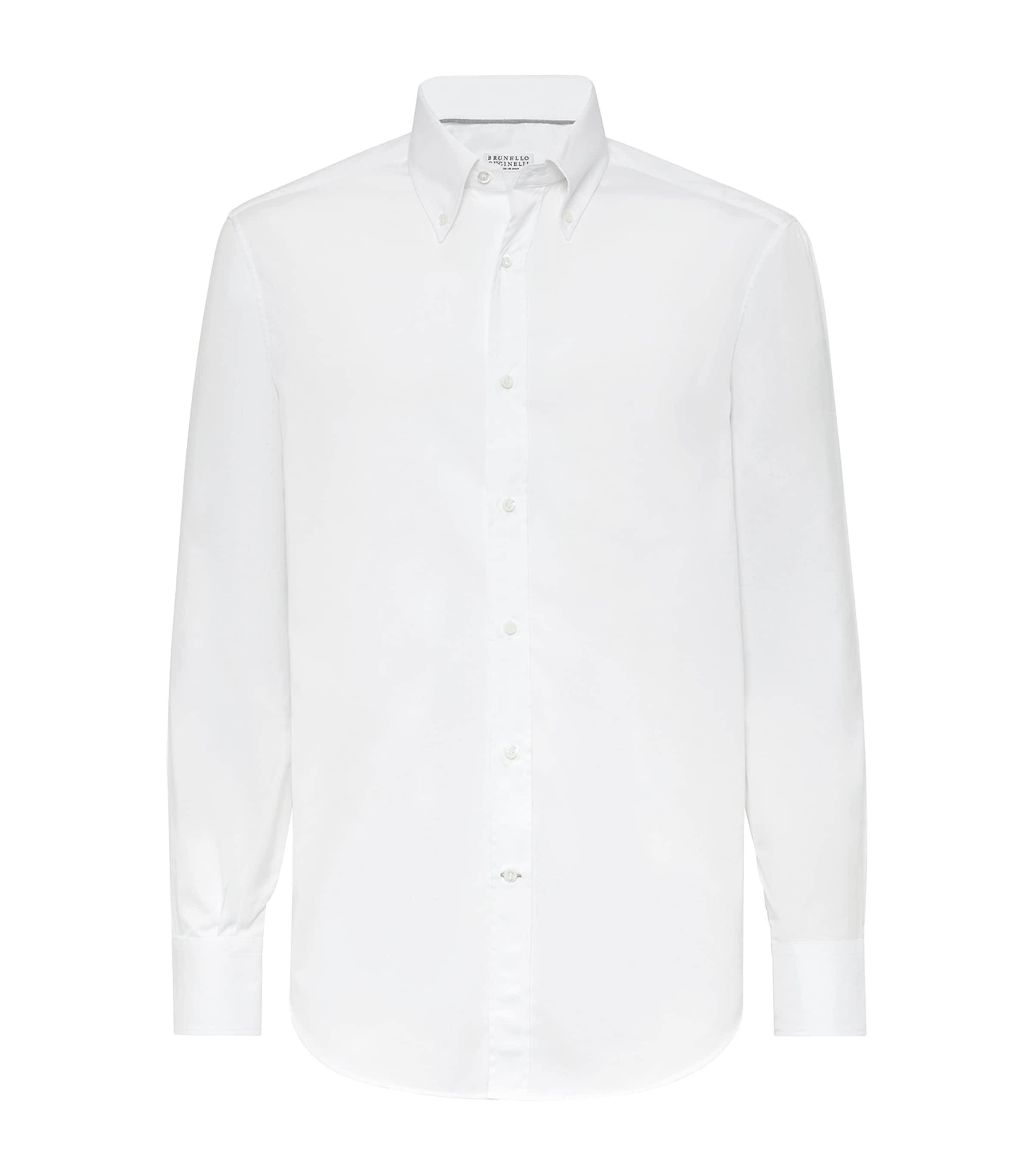 Brunello Cucinelli Cotton Shirt With Button-up Style And Spread Collar In White
