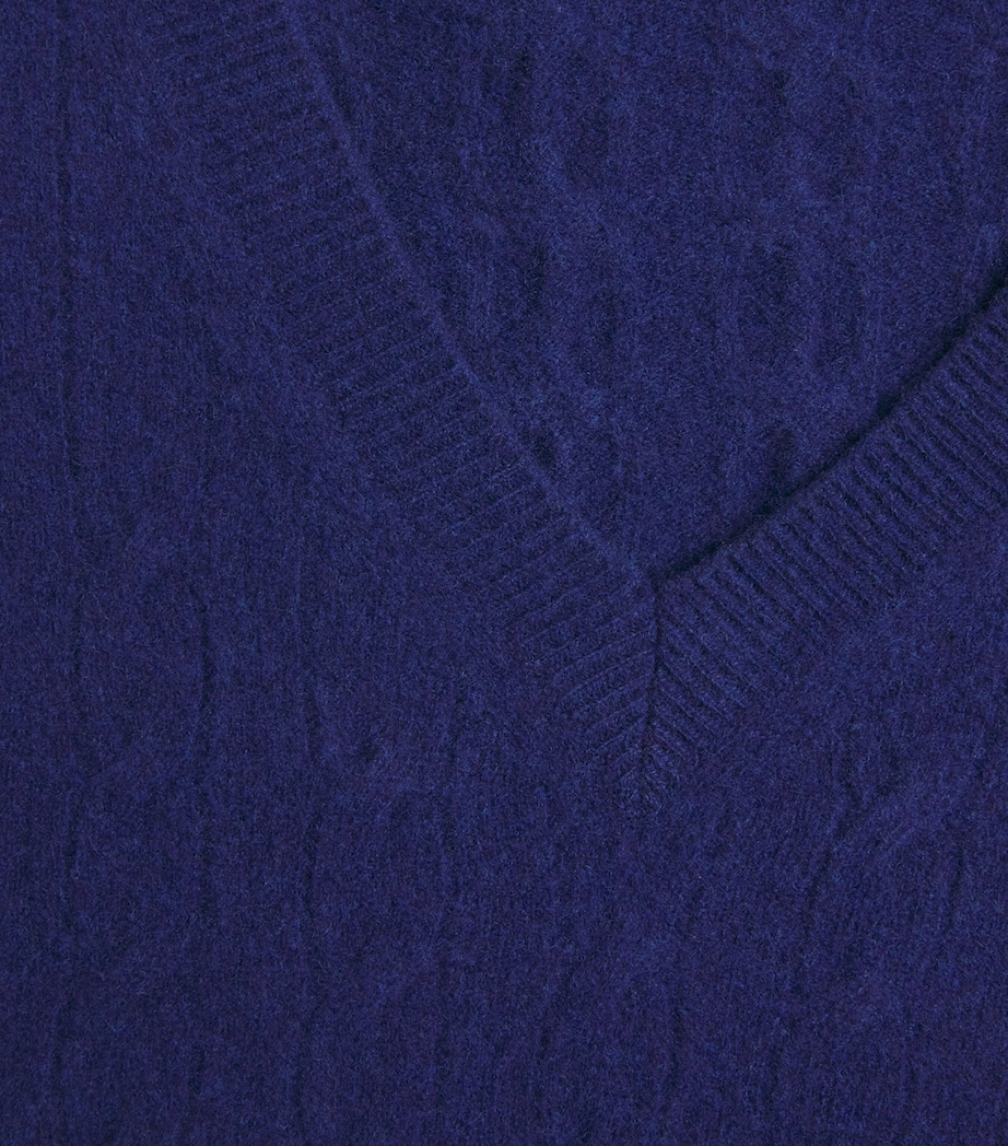 TOM FORD Mens Wool Cable-Knit V-Neck Sweater Udb Image 6