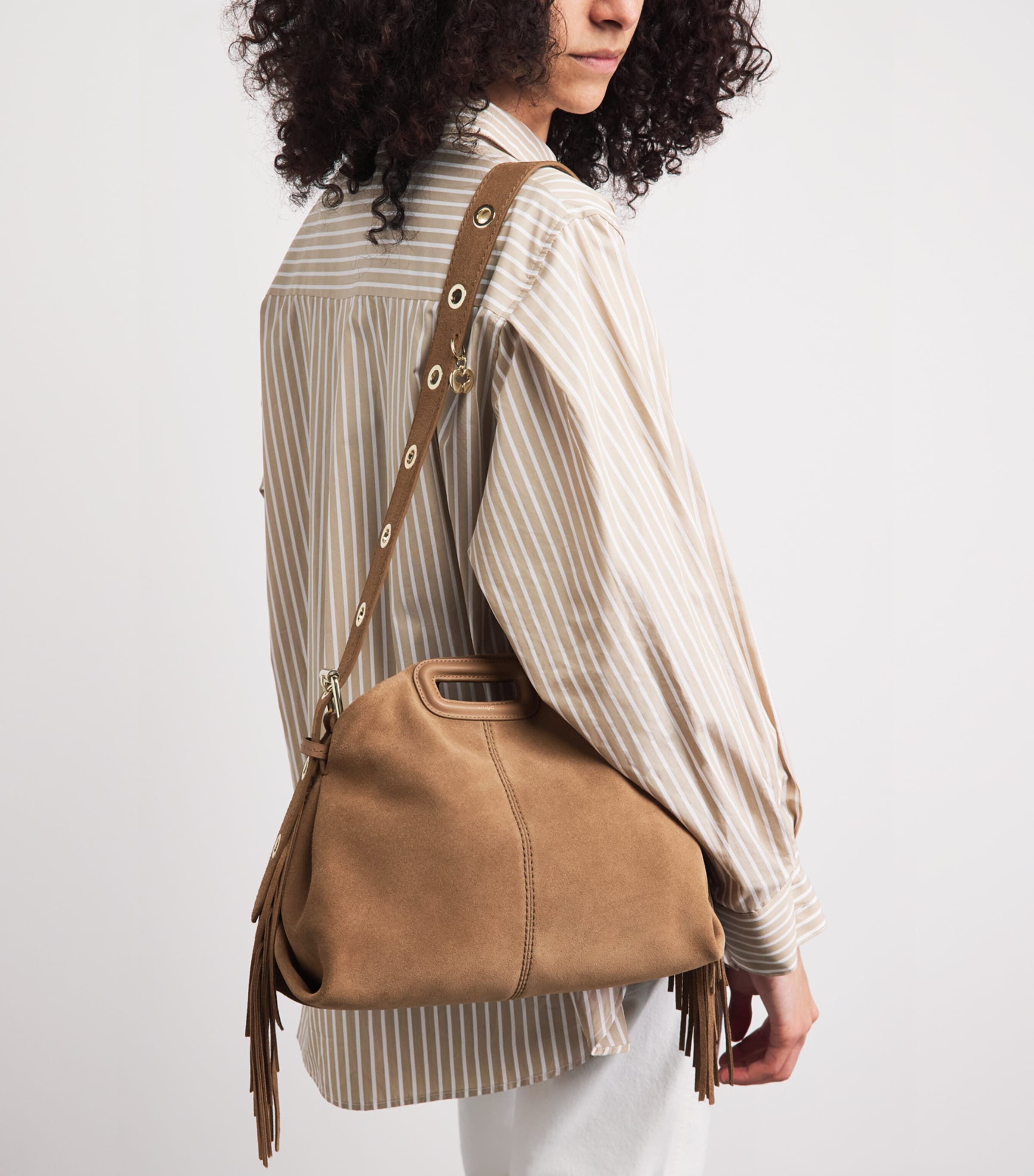 Maje Leather Miss M Shoulder Bag Camel Image 2