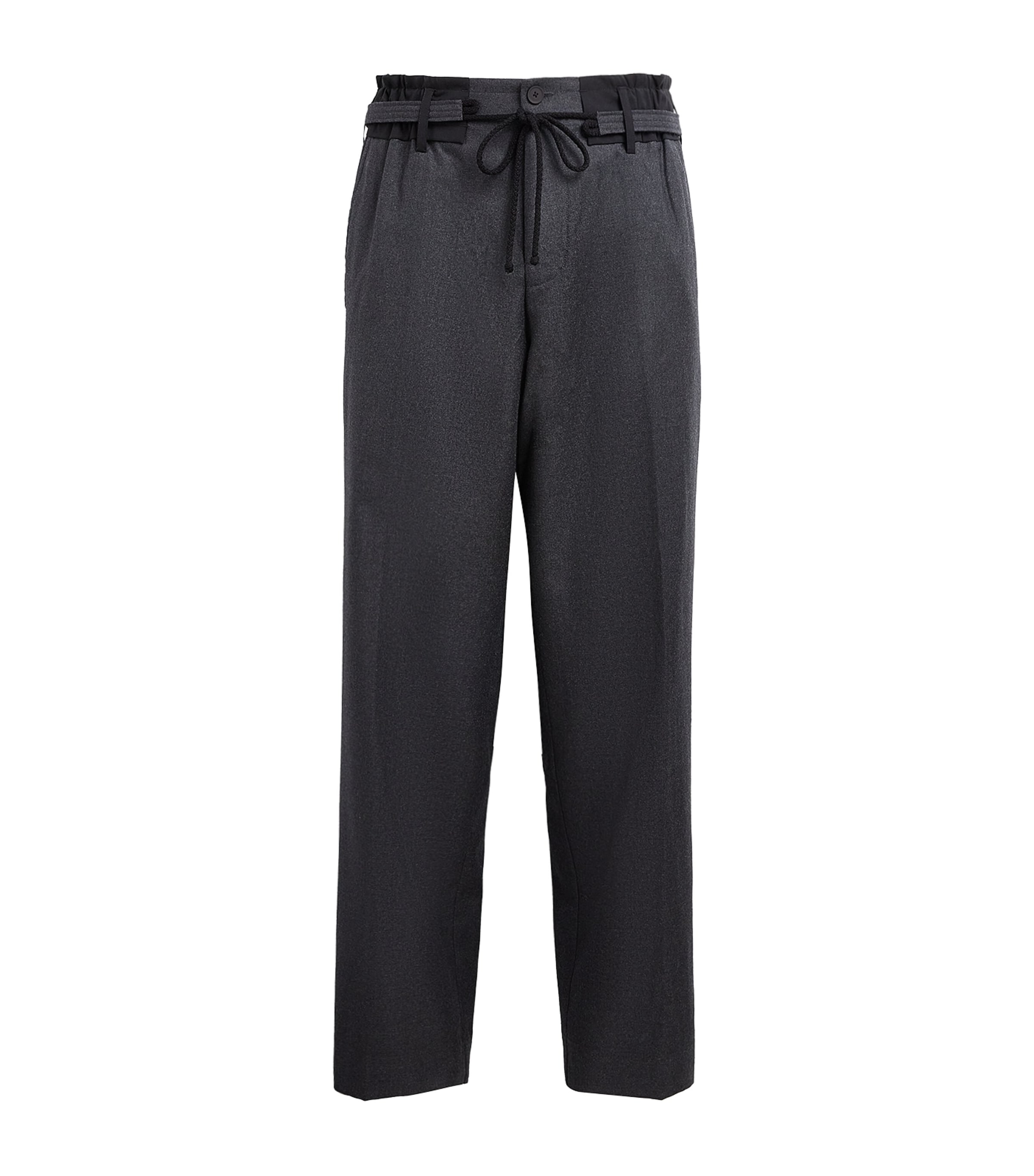 Craig Green Mens Wool Lace Wide-Leg Trousers Grey Image 1