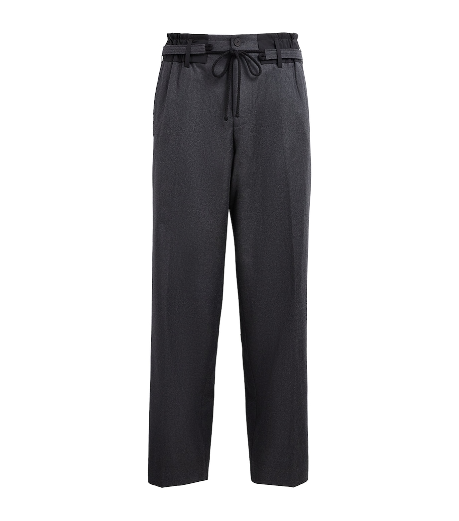 Craig Green Mens Wool Lace Wide-Leg Trousers Grey Image 1