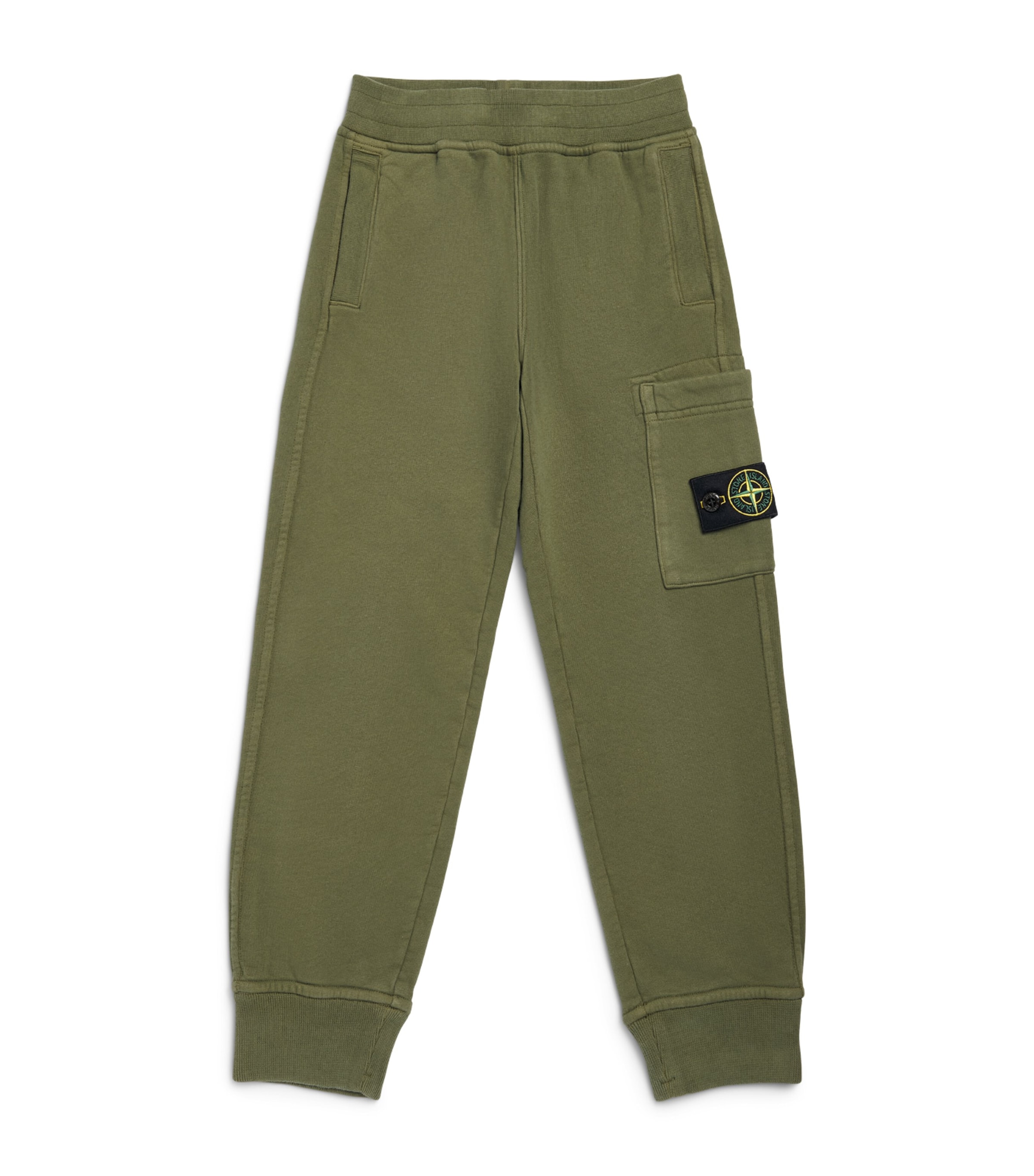 Stone Island Junior Cotton Compass Patch Sweatpants (2-14 Years) Military Green Image 1