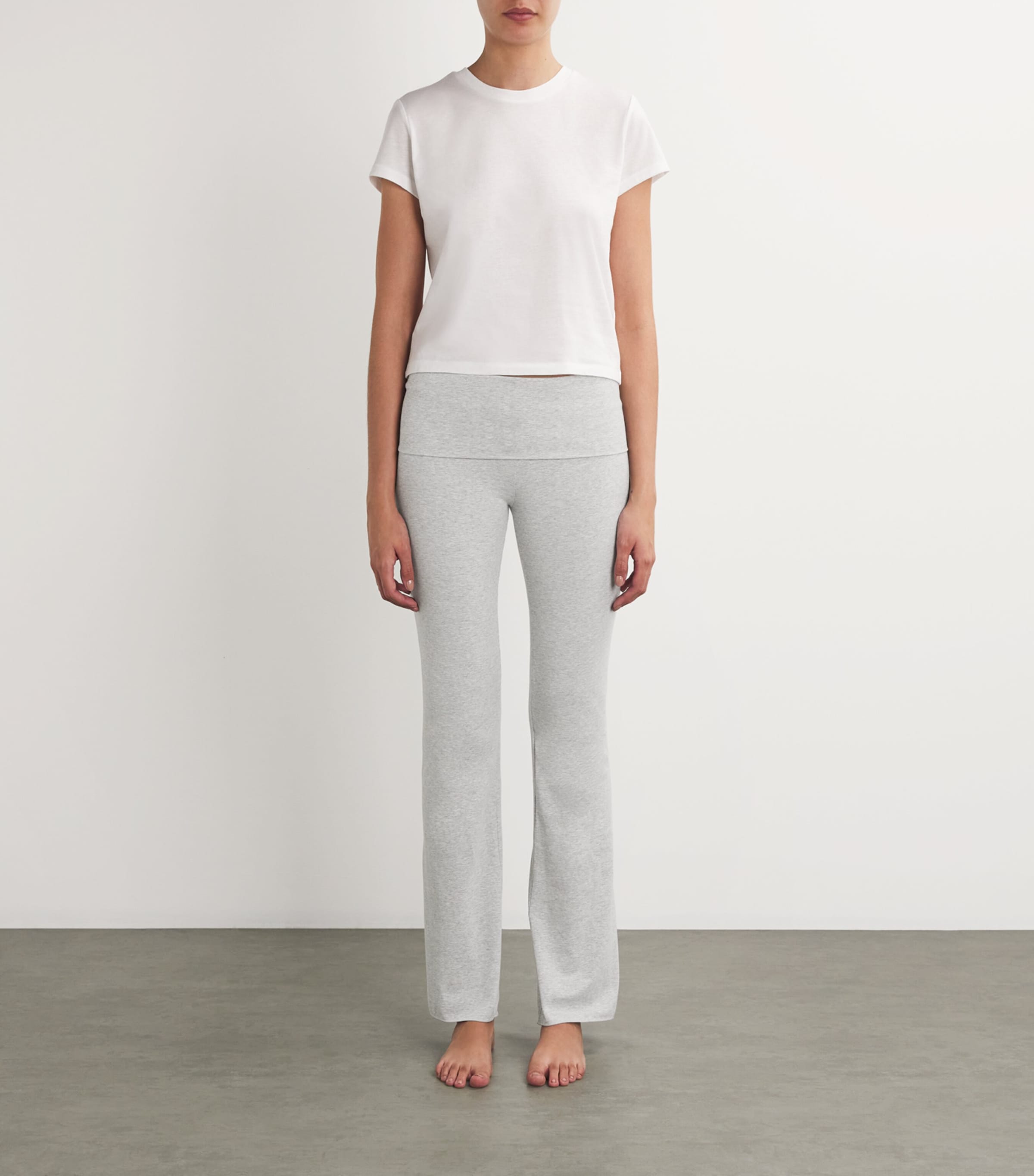 Cotton-Blend Fold-Over Trousers LIGHT HEATHER GREY Image 2