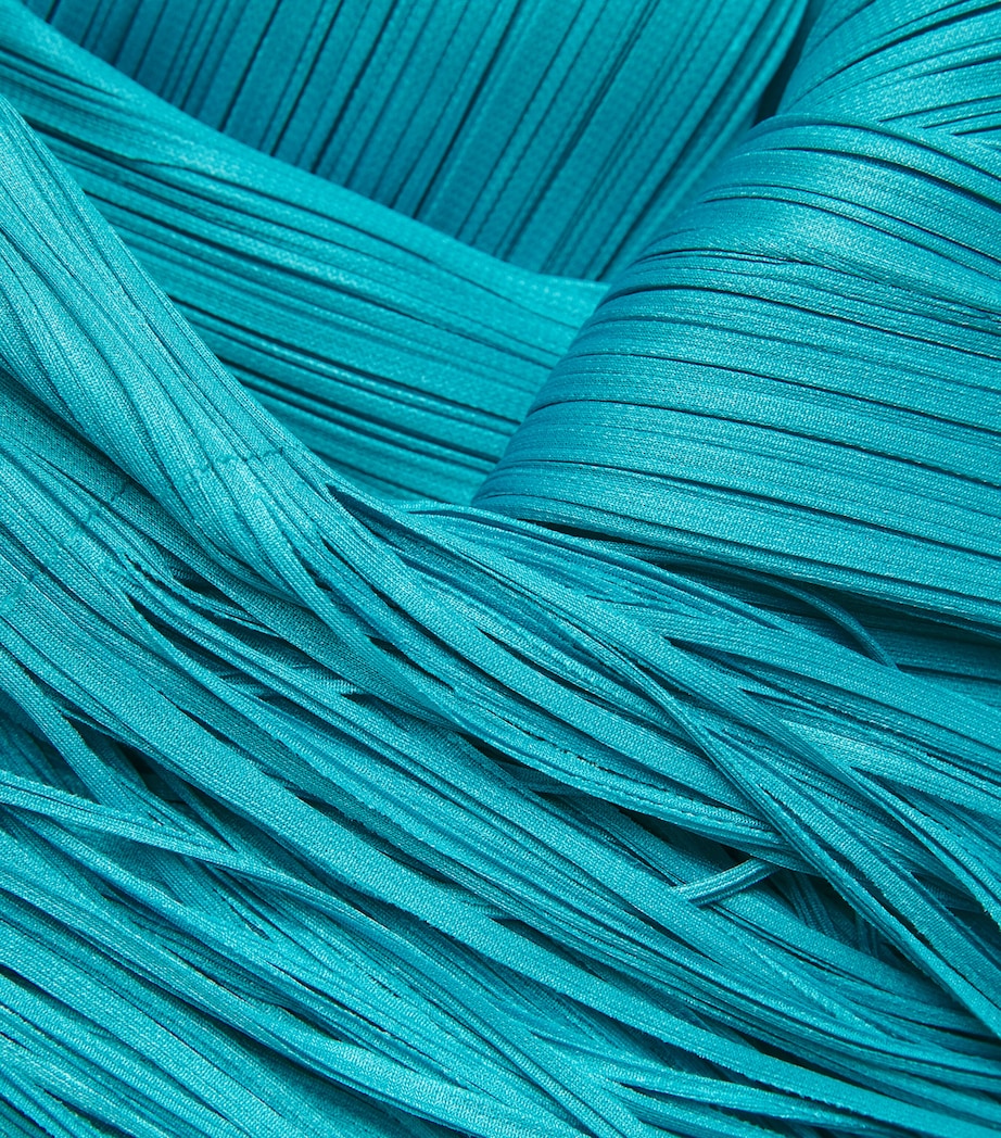 Pleats Please Issey Miyake Womens Wave Wide-Leg Trousers Turquoise Blue Image 5