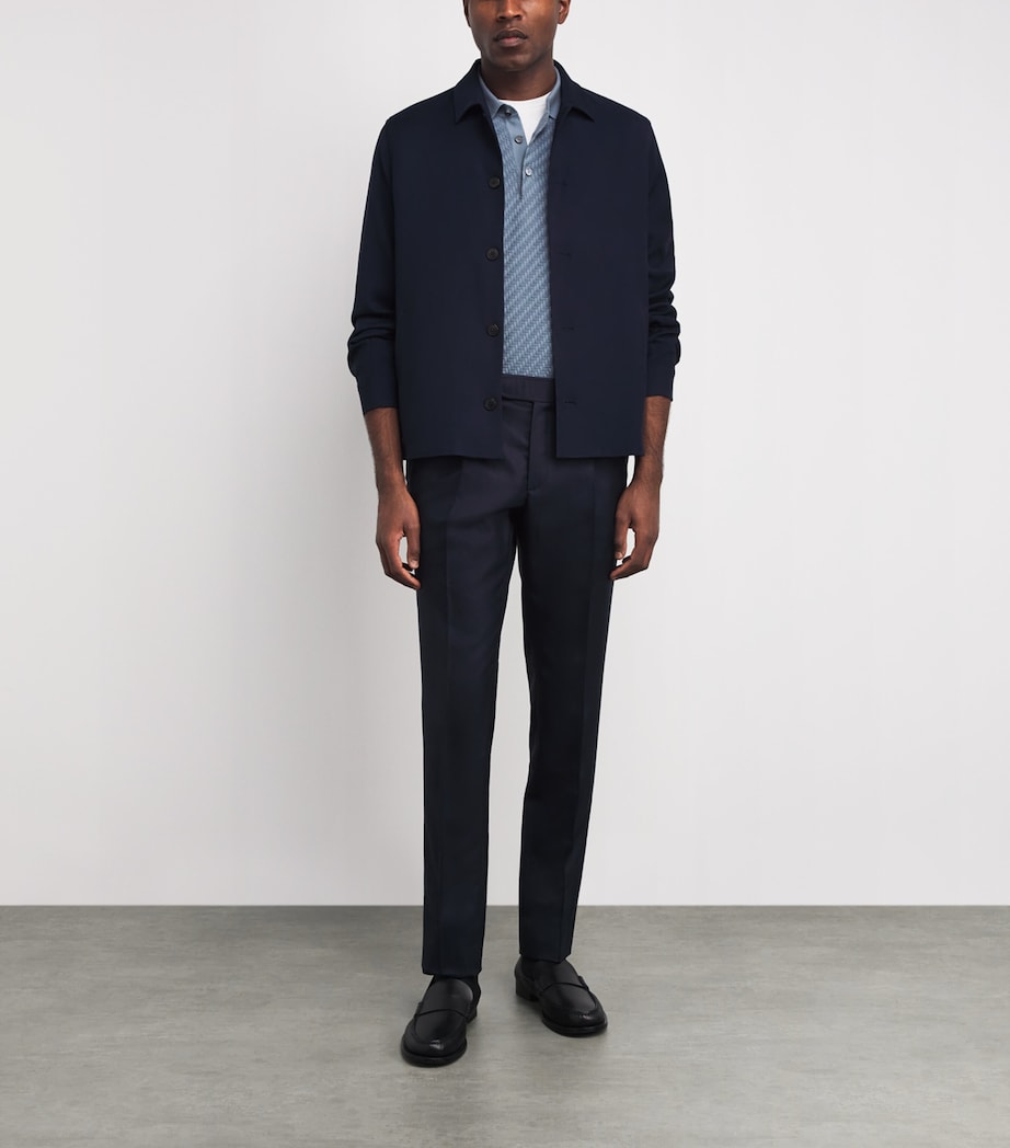 Brioni Mens Cotton-Silk-Cashmere Woven Polo Shirt Image 2