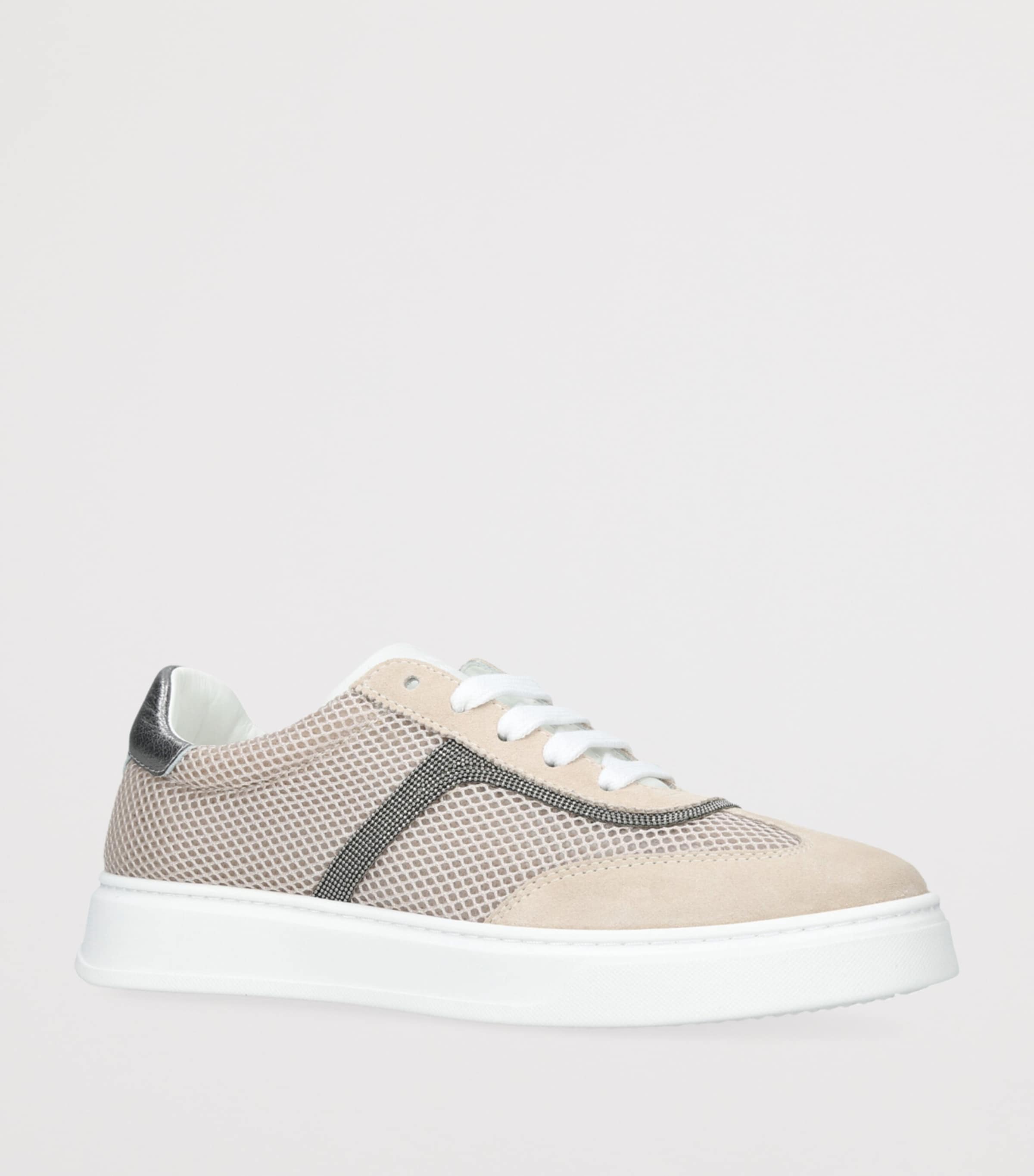 Suede and Knitted Sneakers TAUPE Image 3