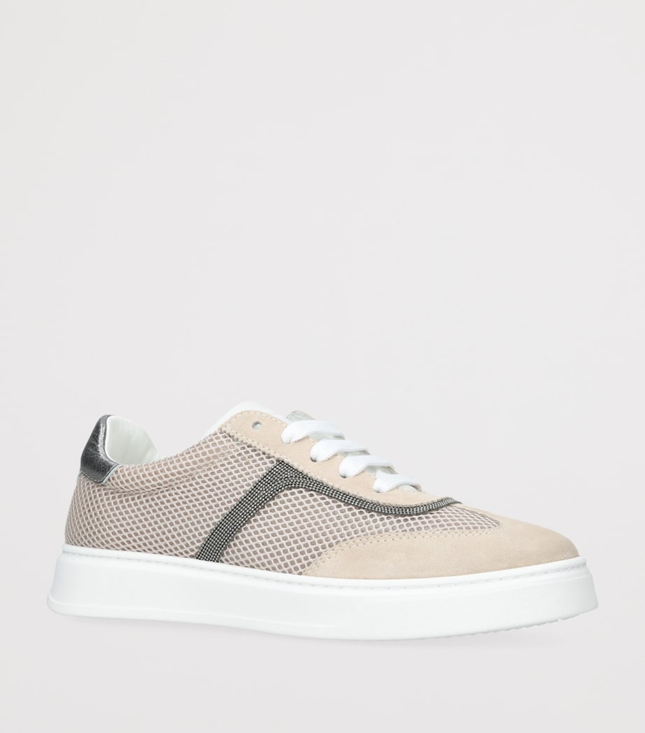 Suede and Knitted Sneakers TAUPE Image 3