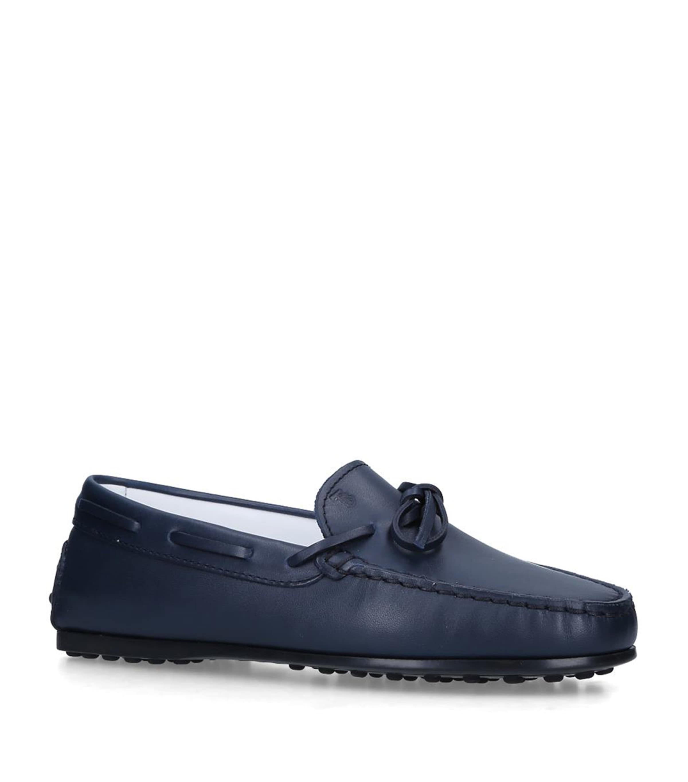 Tod's Leather Laccetto Nuovo City Gommino Driving Shoes In Blue