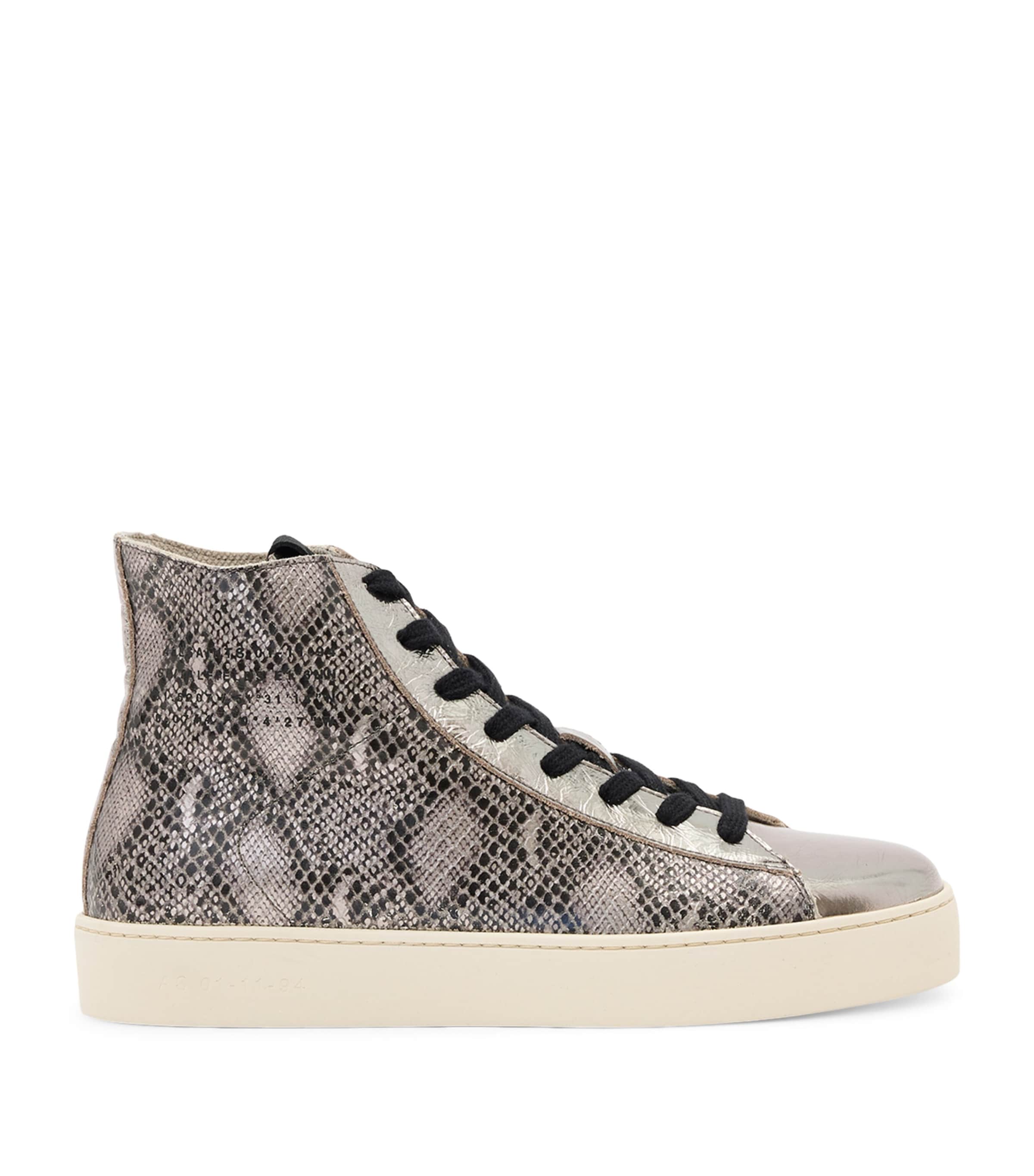 Allsaints Leather Tana High-top Sneakers In Gray