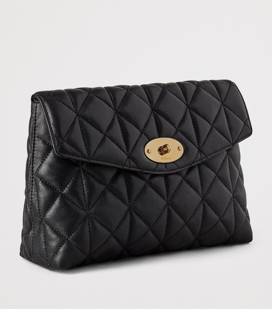 Large Leather Darley Cosmetic Pouch BLACK Image 2