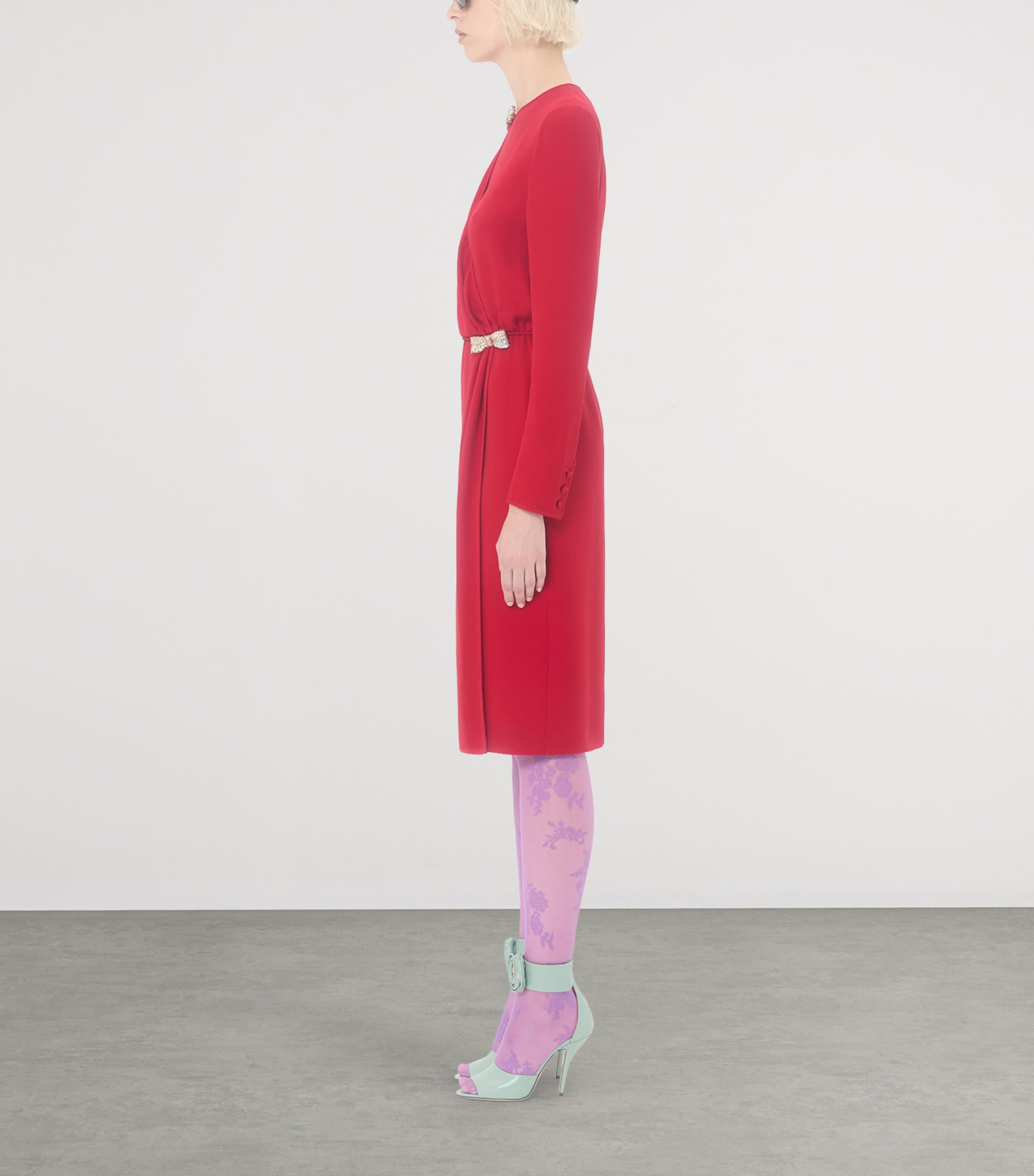 Silk Embroidered Midi Dress R9M Image 3