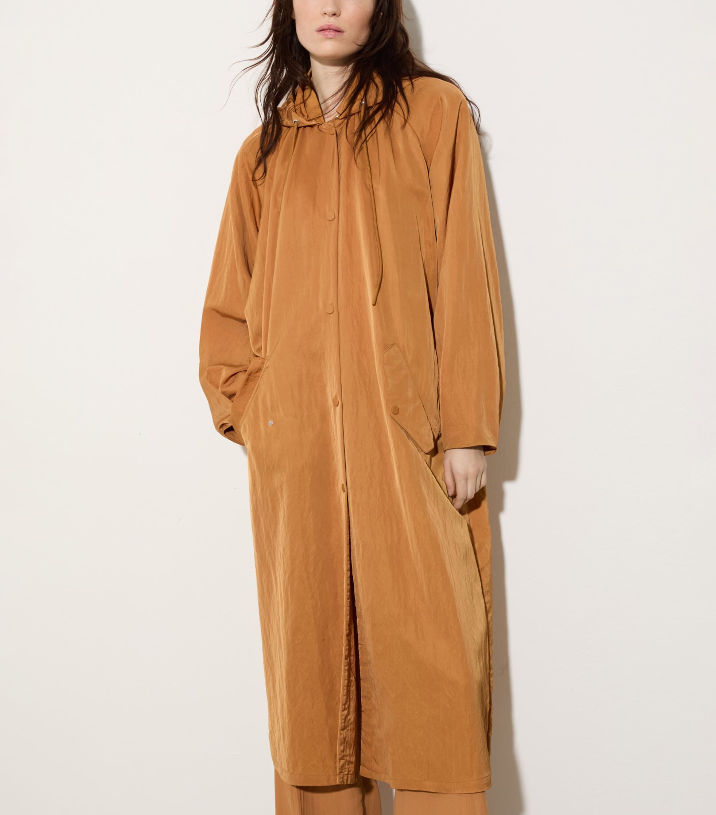 Hooded Longline Raincoat TERRA COTTA Image 2