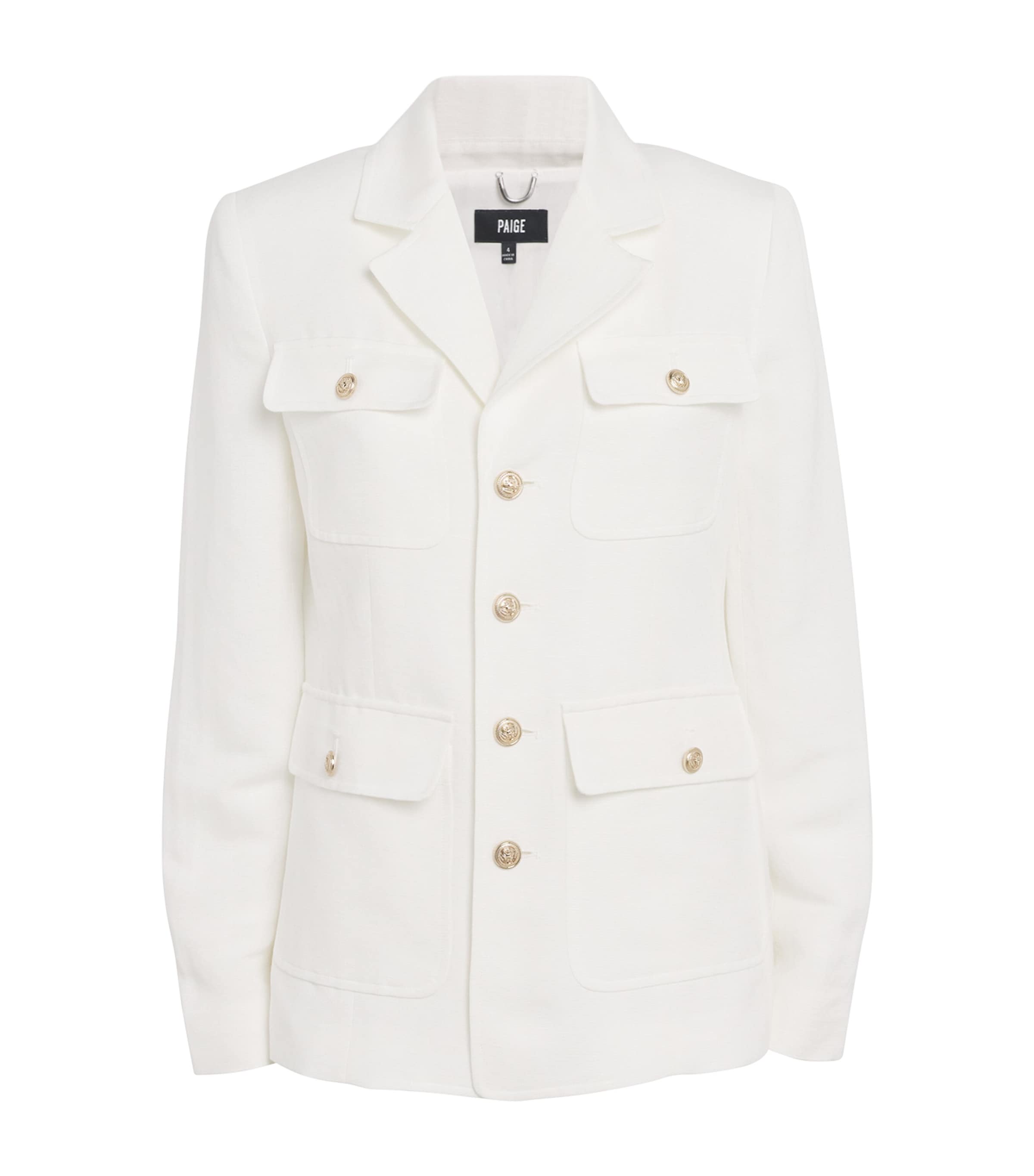 Paige Womens White Reign Single-breasted Linen-blend Blazer In White