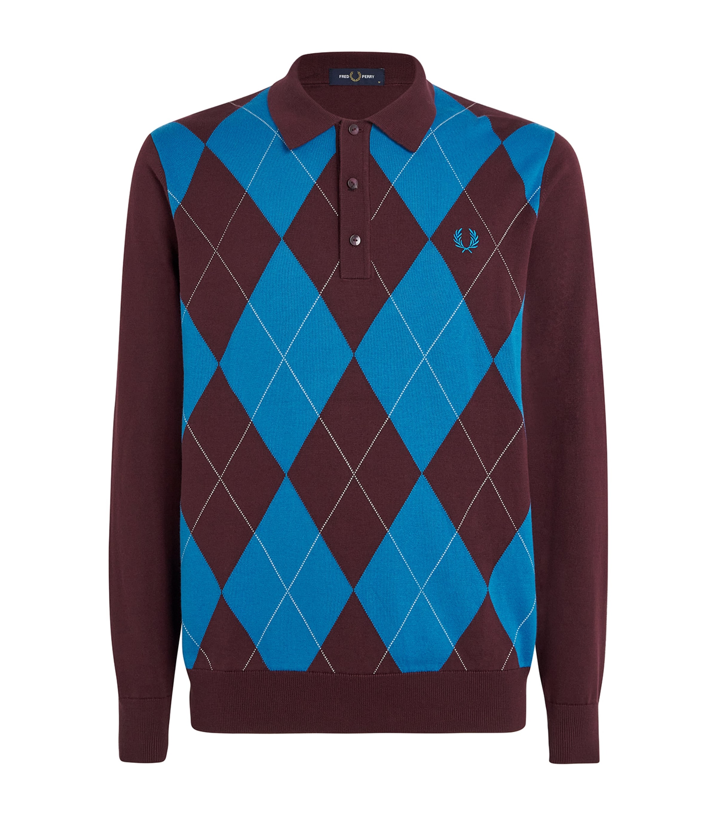 Fred Perry Cotton Argyle Knitted Polo Shirt | Men Clothing | Polo Shirts | Designers | Fred Perry