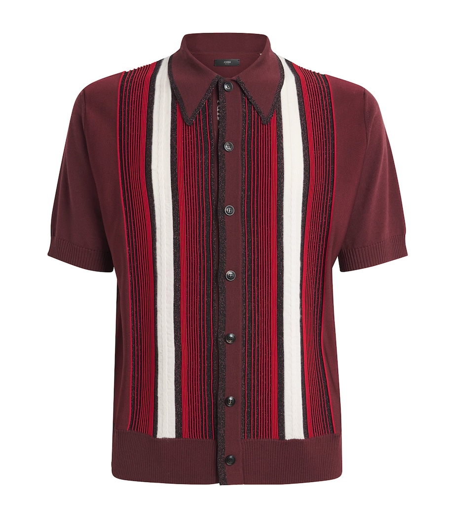 Wool-Blend Embellished Stripe Shirt RED Image 1