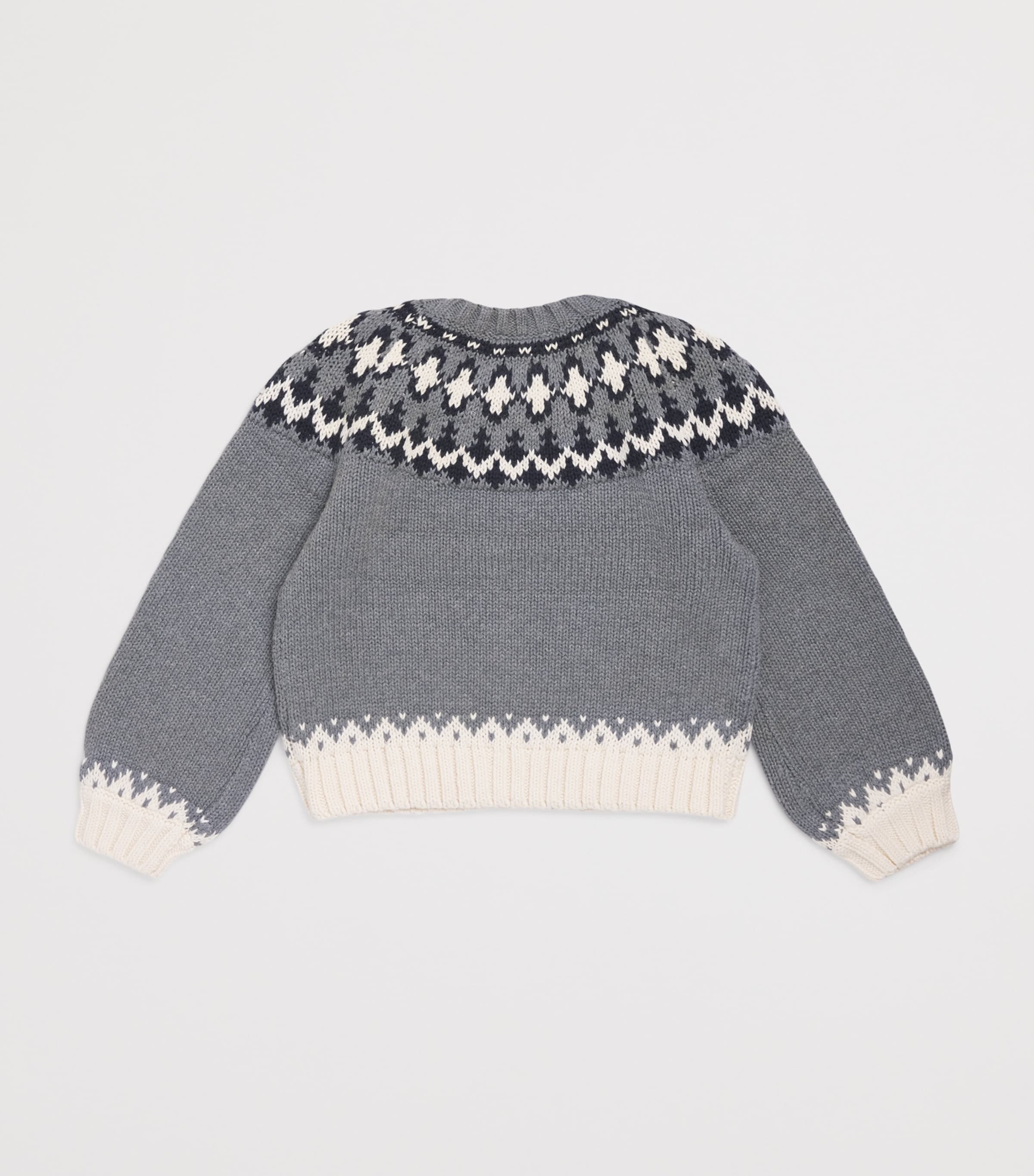 Cotton-Wool Fair Isle Sweater (4-5 Years) HEATHER GREY Image 2