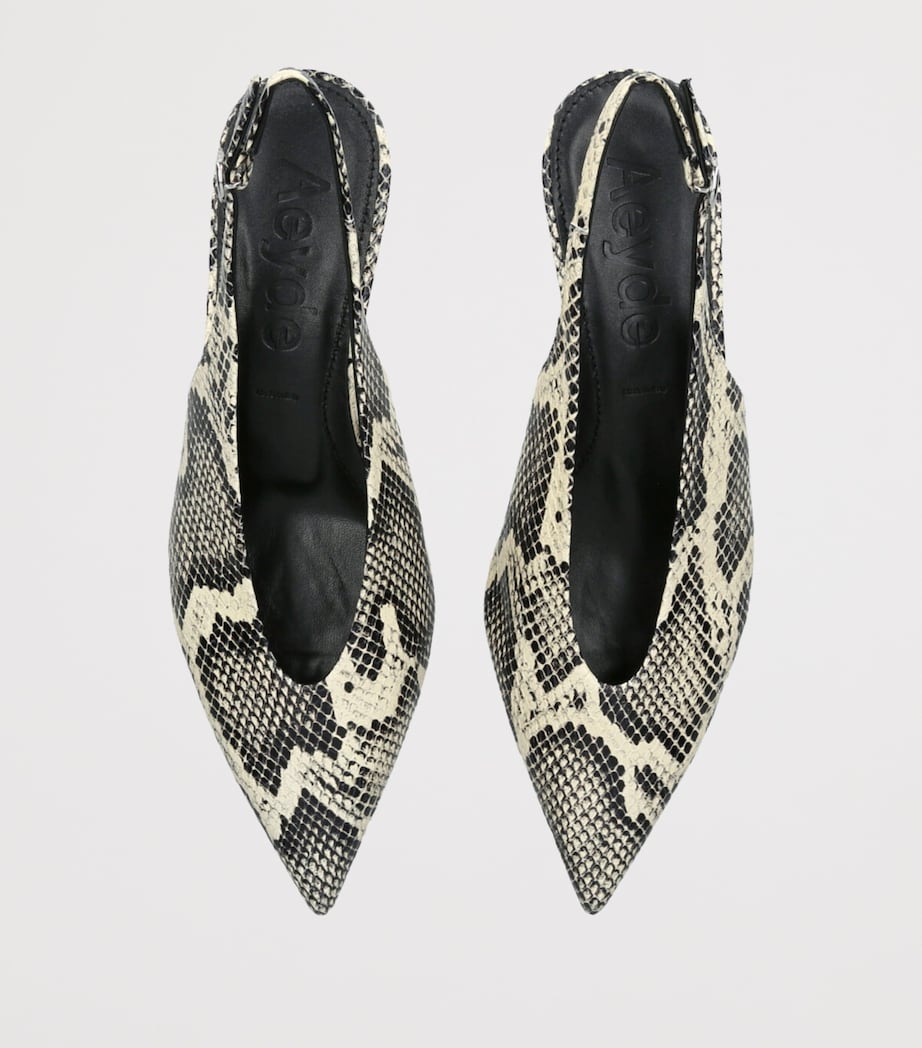 aeyde Snakeskin-Effect Camila Slingback Pumps 35 Cream Image 4