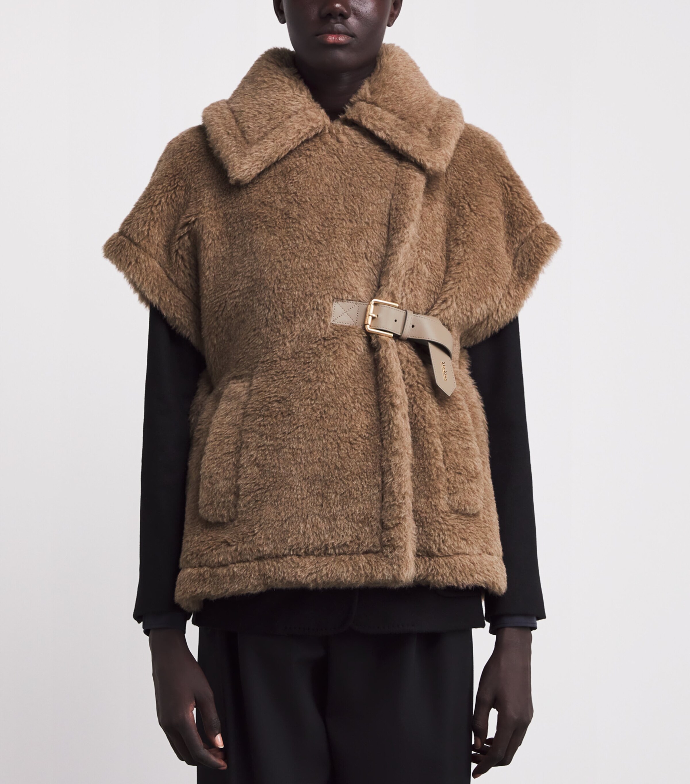 Alpaca-Cashmere-Silk Teddy Cape BRONZE Image 3