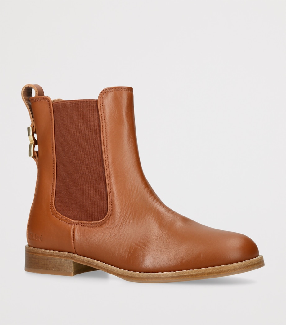 Leather Monogram Chelsea Boots BROWN Image 3