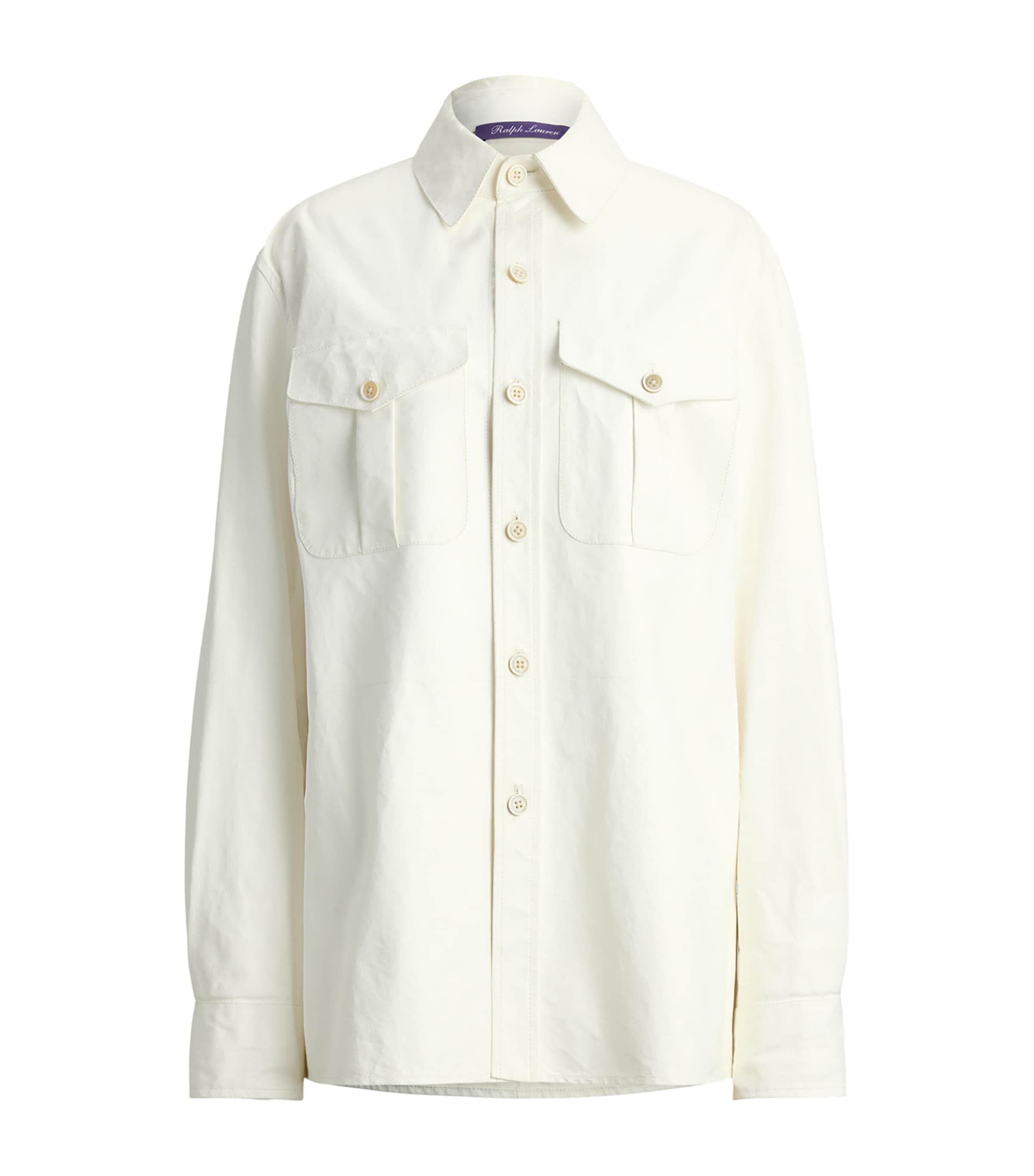 Ralph Lauren Collection Womens Suede Landry Oversized Shirt Cream Image 1
