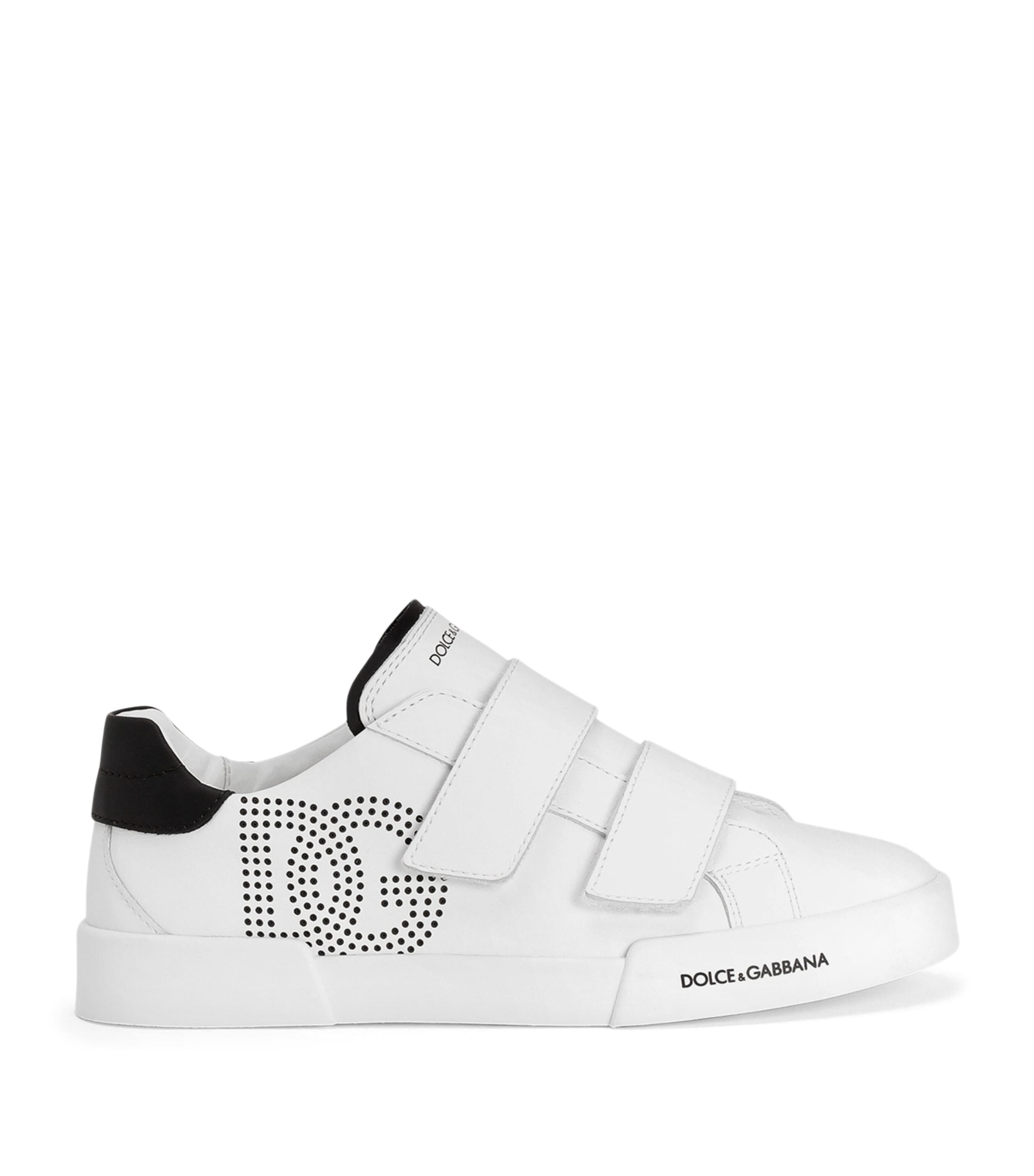 Dolce&Gabbana Kids Leather Logo Velcro Sneakers White/black Image 1