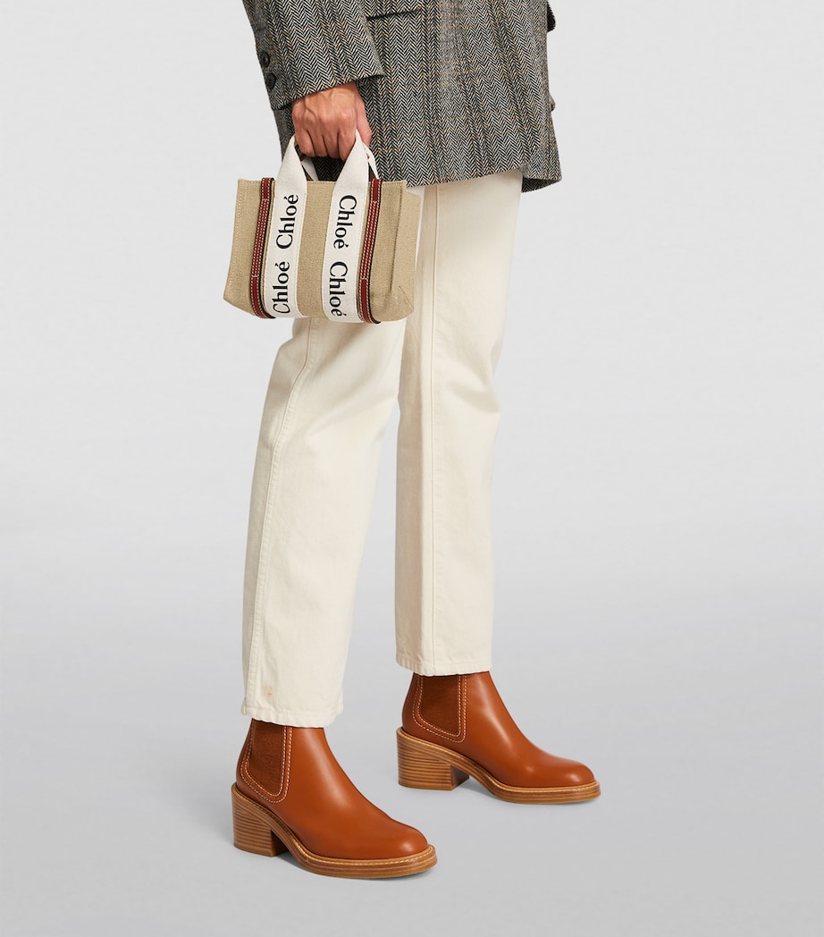 Mini Woody Tote Bag WHITE BROWN 1 Image 5