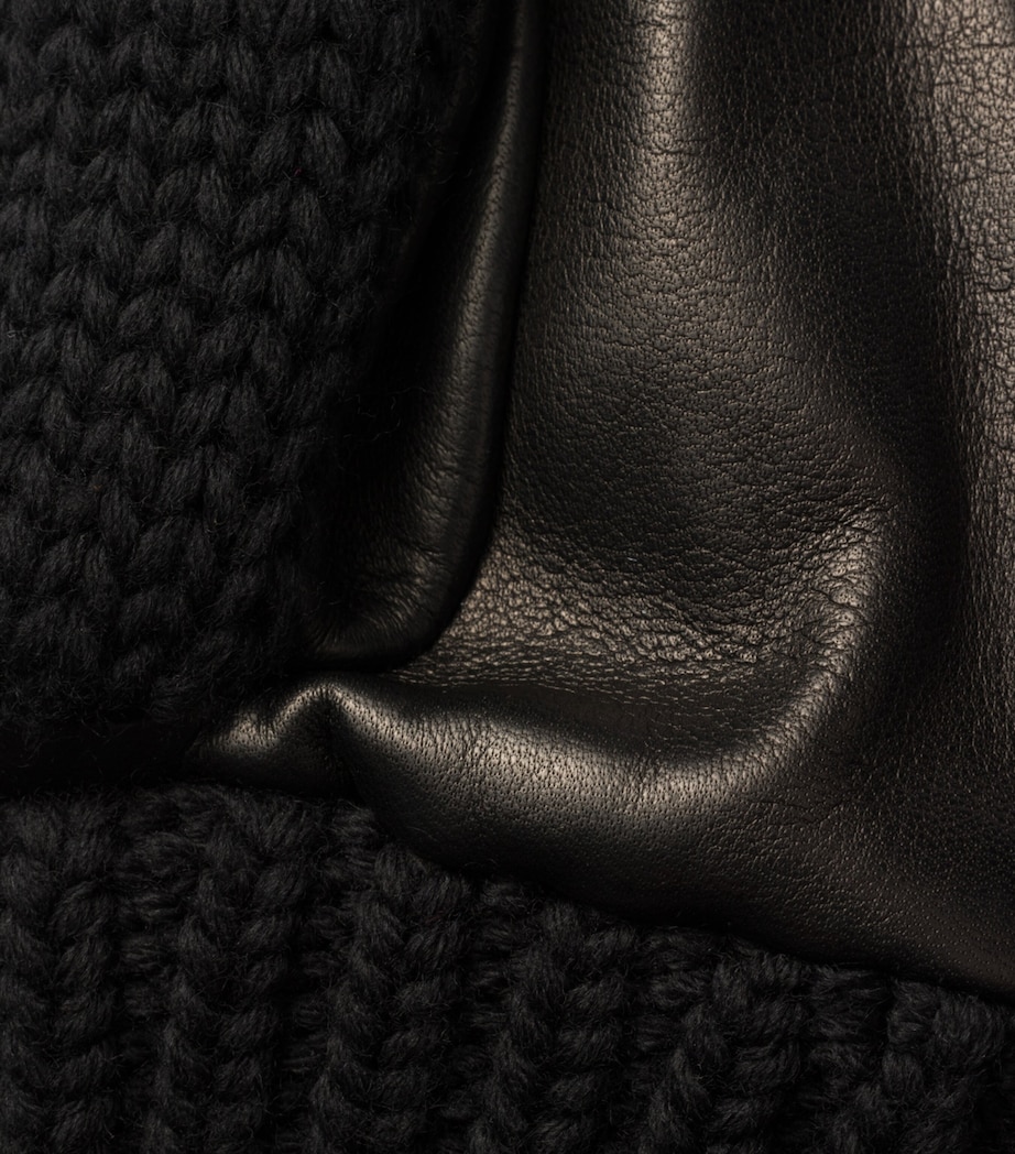 Wool-Blend Leather-Trim Gloves F0002 Image 2