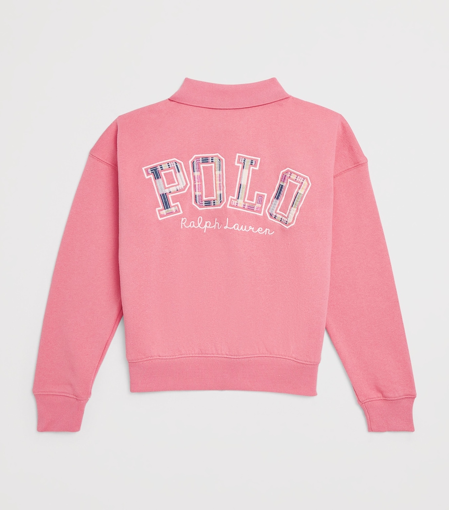 Ralph Lauren Kids Cotton Button-Up Sweatshirt (7-14 Years) Faded Peony Image 2