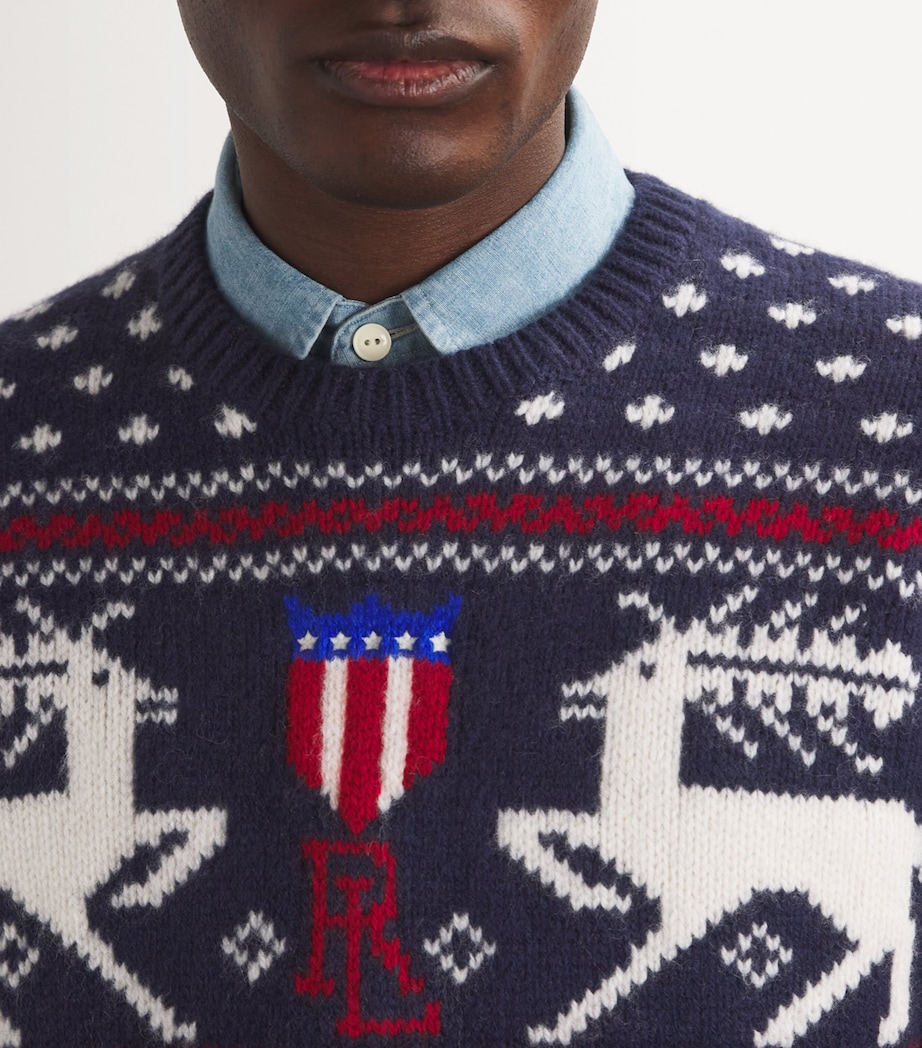 Wool Reindeer Sweater BLUE Image 6