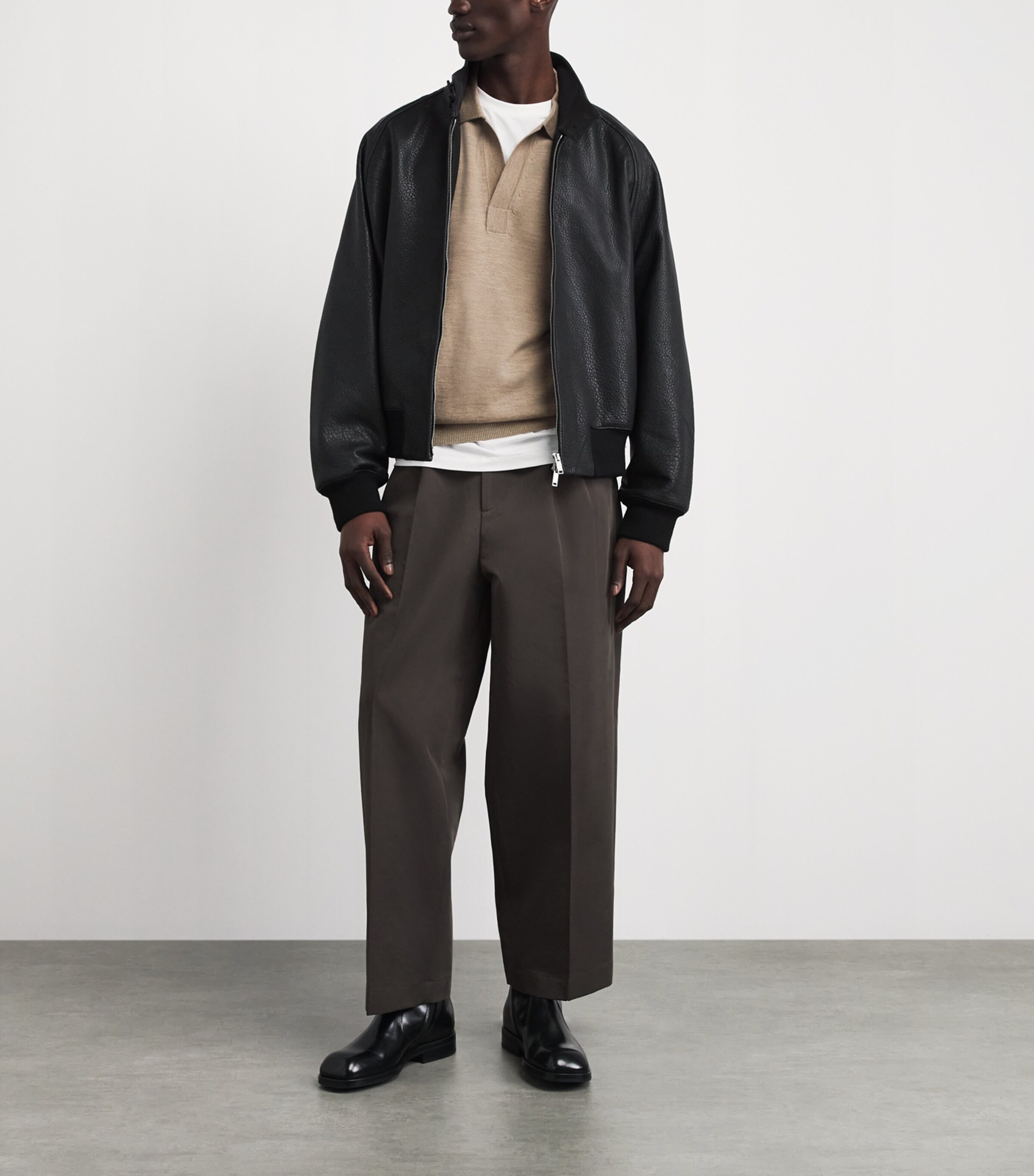 Yves Salomon Mens Wool Open-Collar Polo Shirt Corinthe Image 2