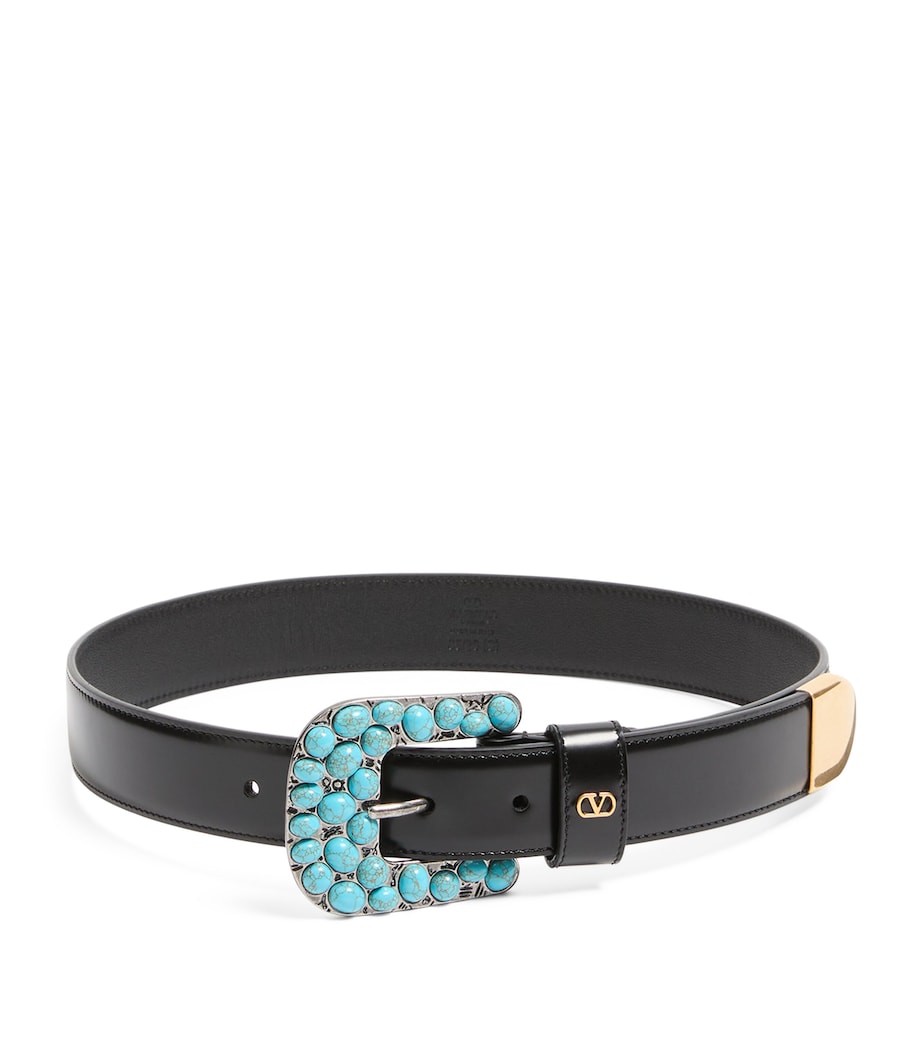 Leather VLogo Signature Gemstone Belt 0NO Image 1