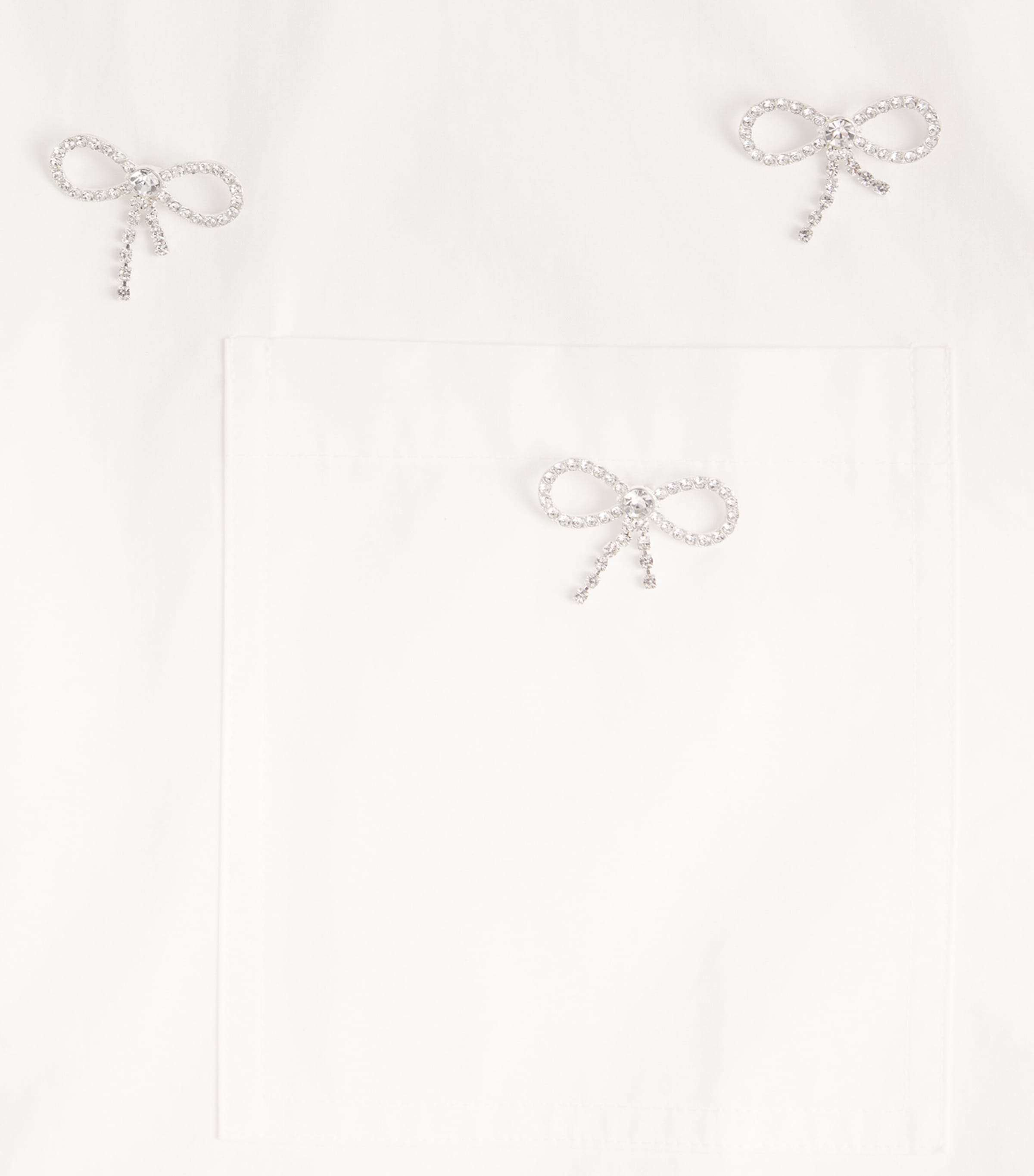 Maje Womens Cotton Bow-Embellished Shirt White Image 6