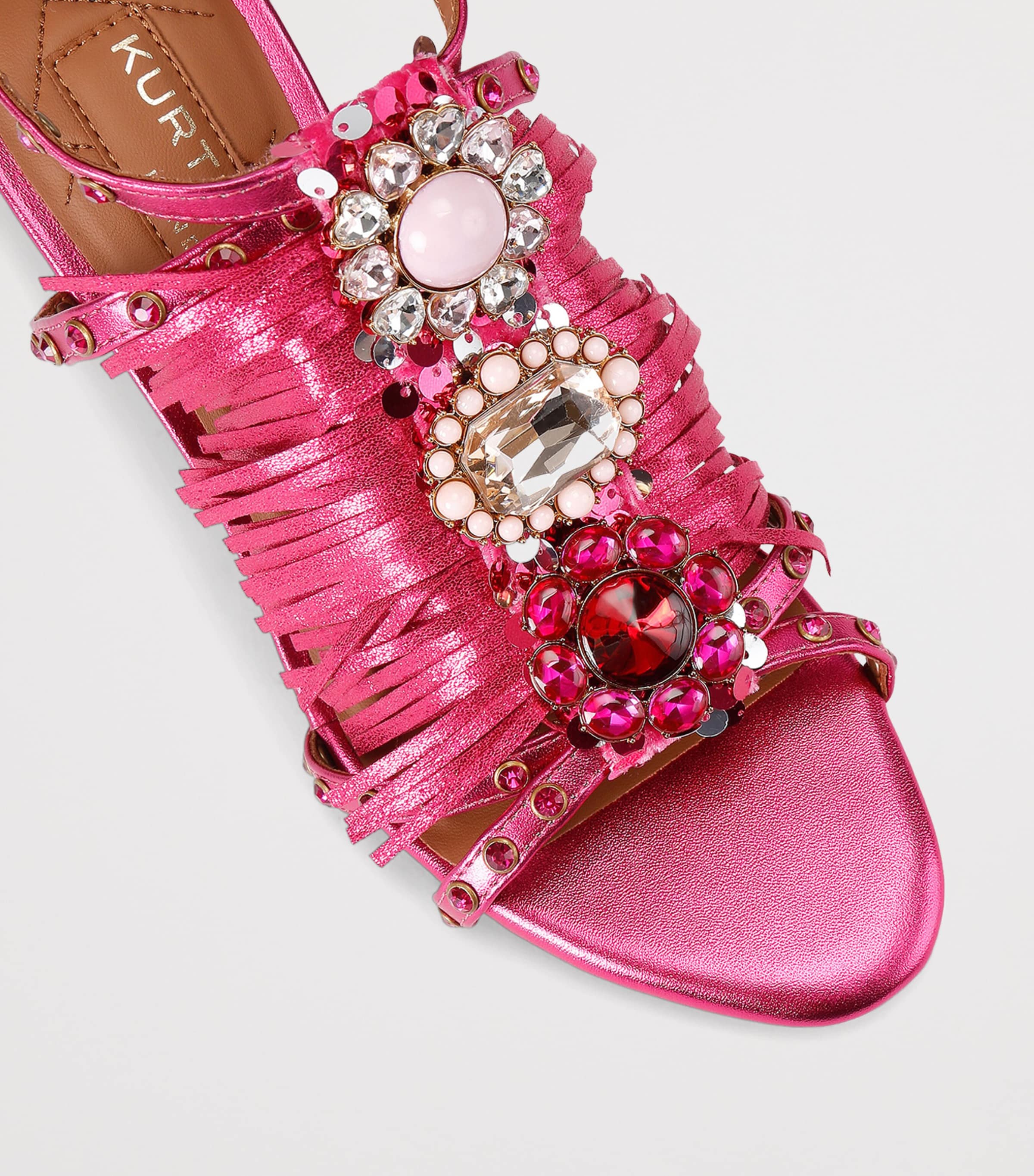 Leather Fringed Sandals FUCHSIA Image 3