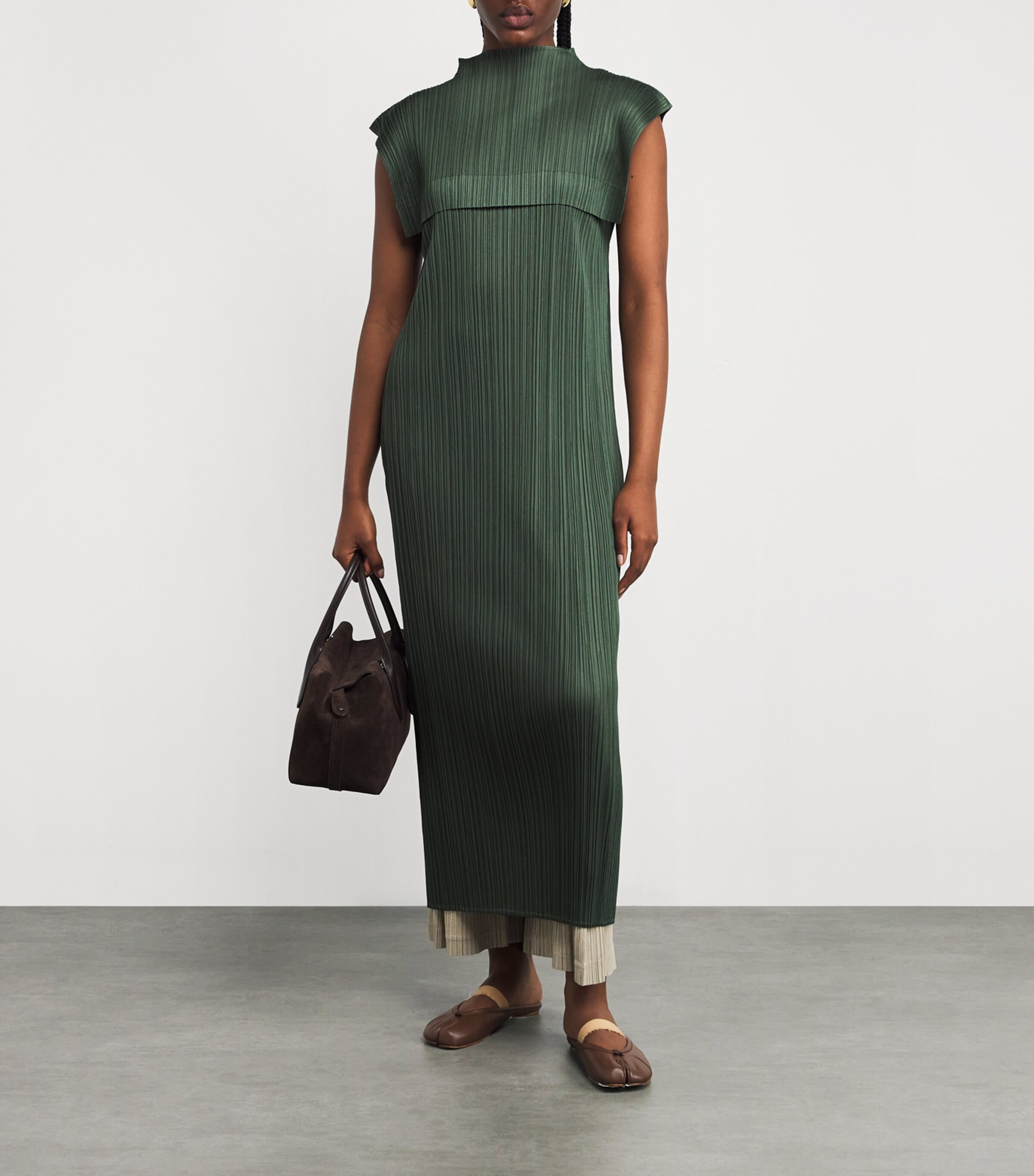 Pleats Please Issey Miyake Green Monthly Colors June Midi Dress