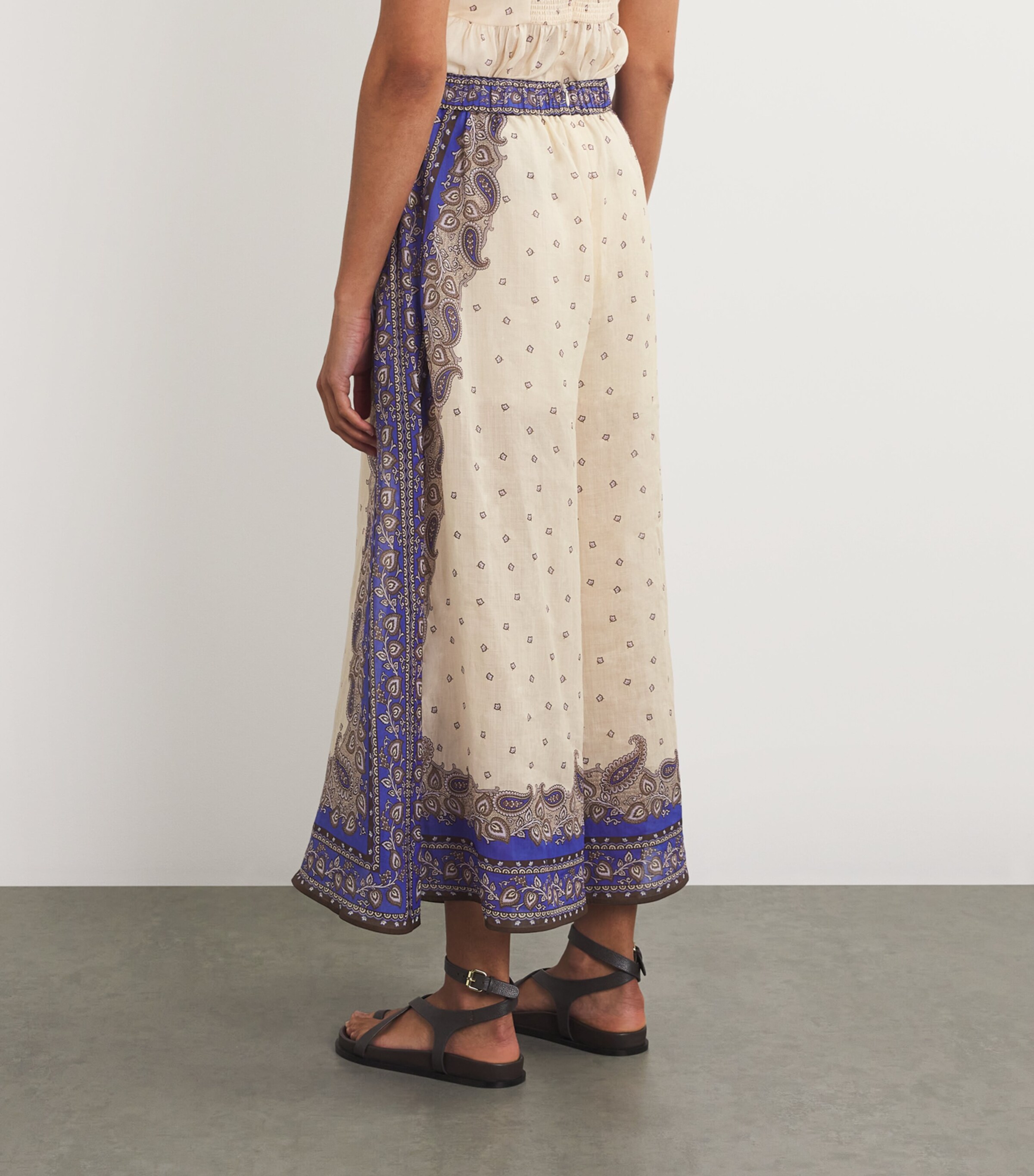 Zimmermann Womens Ramie Wide-Leg Maxine Trousers Purple Paisley Image 4