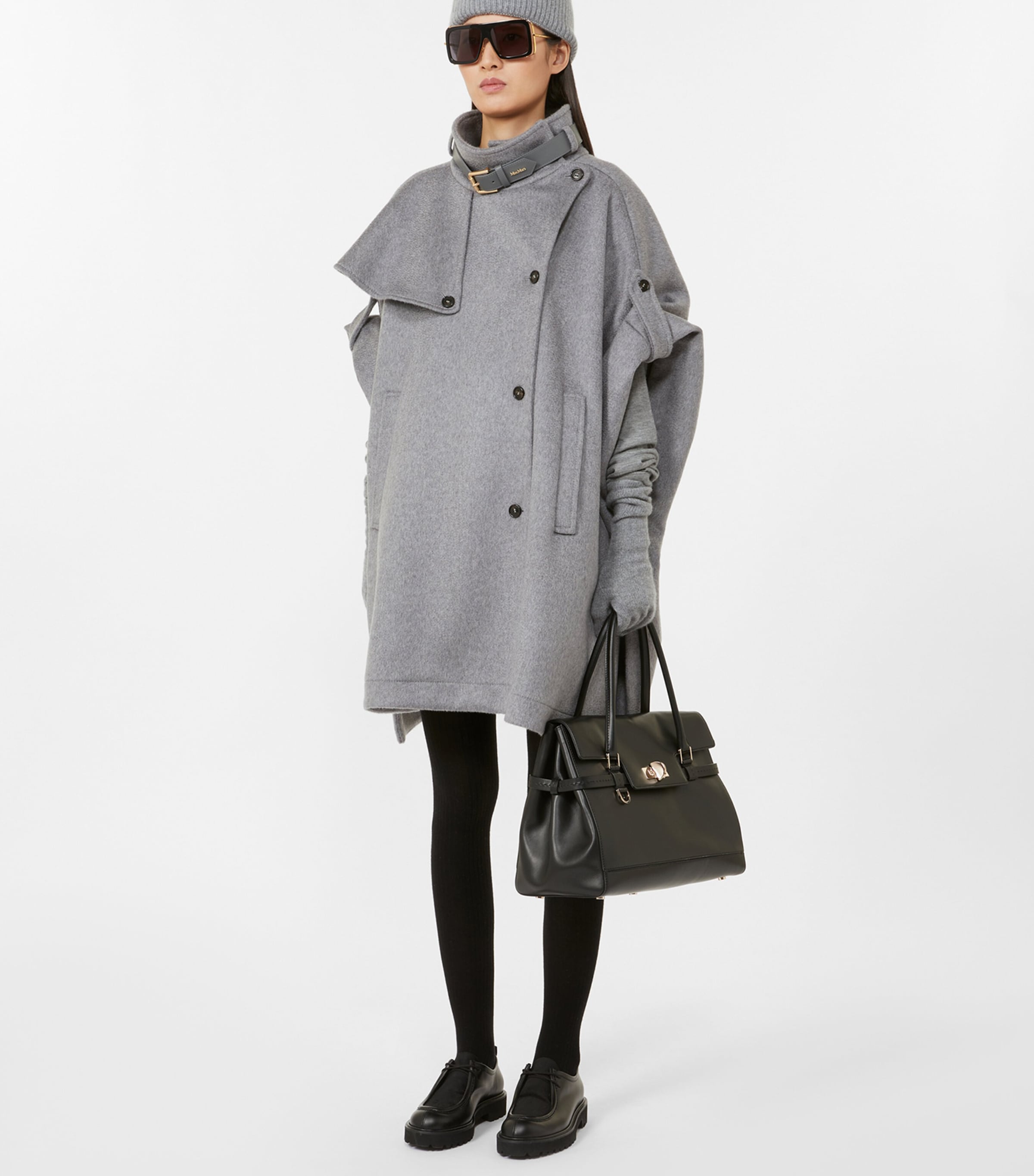 Medium Leather Margaux Top-Handle Bag BLACK Image 2