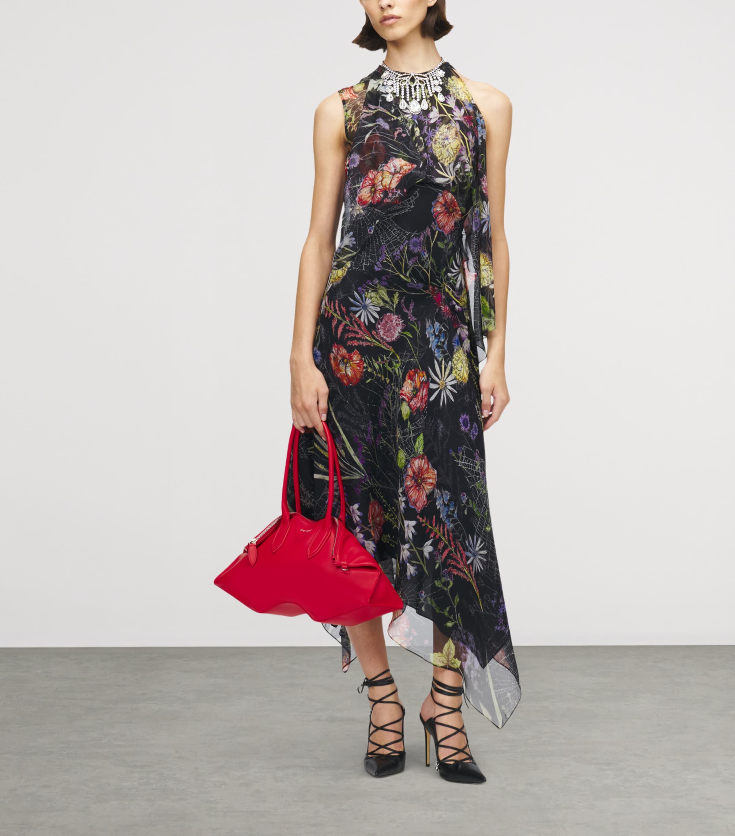 Silk Floral Asymmetric Maxi Dress 1000 Image 2