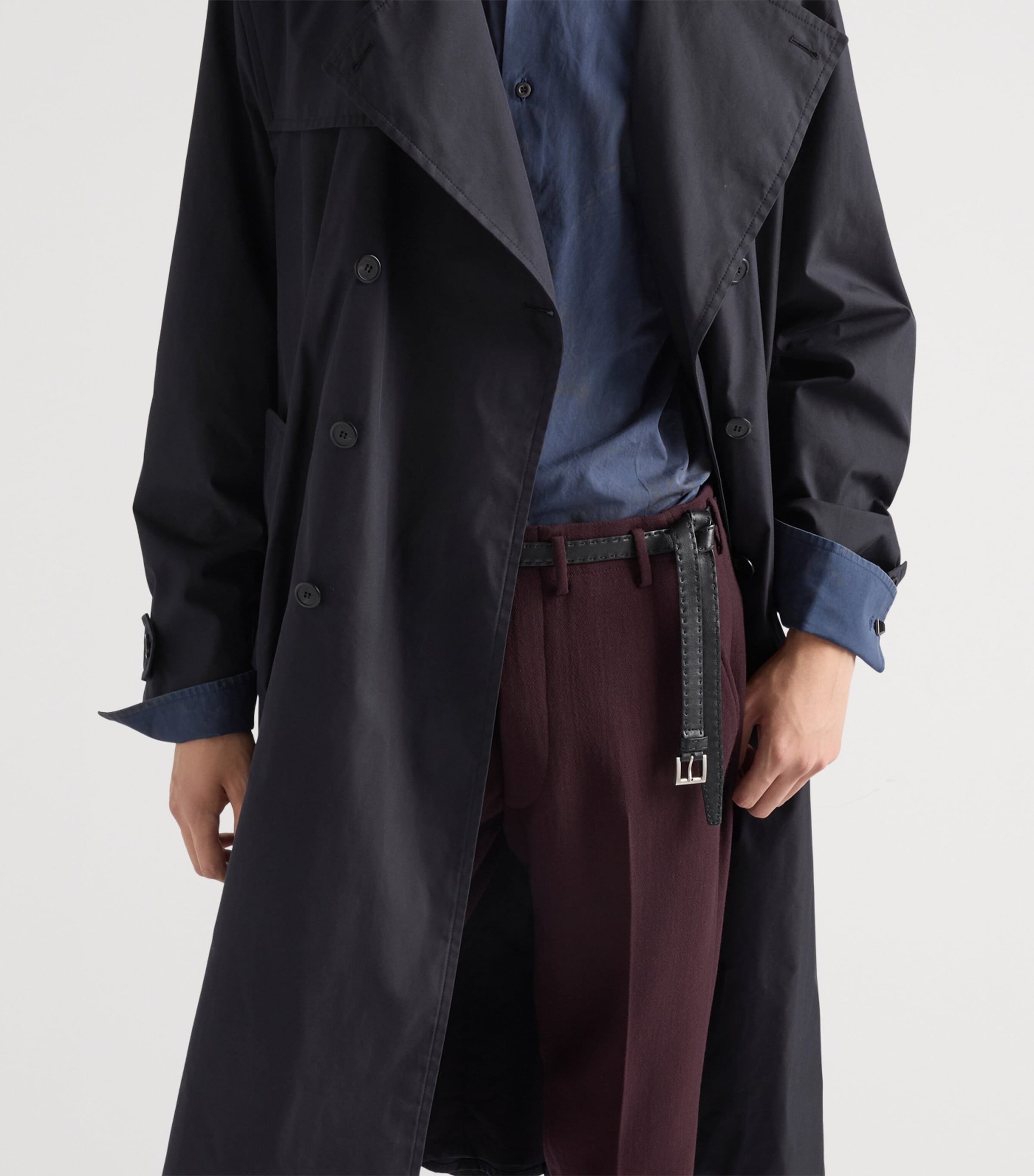 Prada Mens Wool Straight-Leg Trousers Purple Image 2