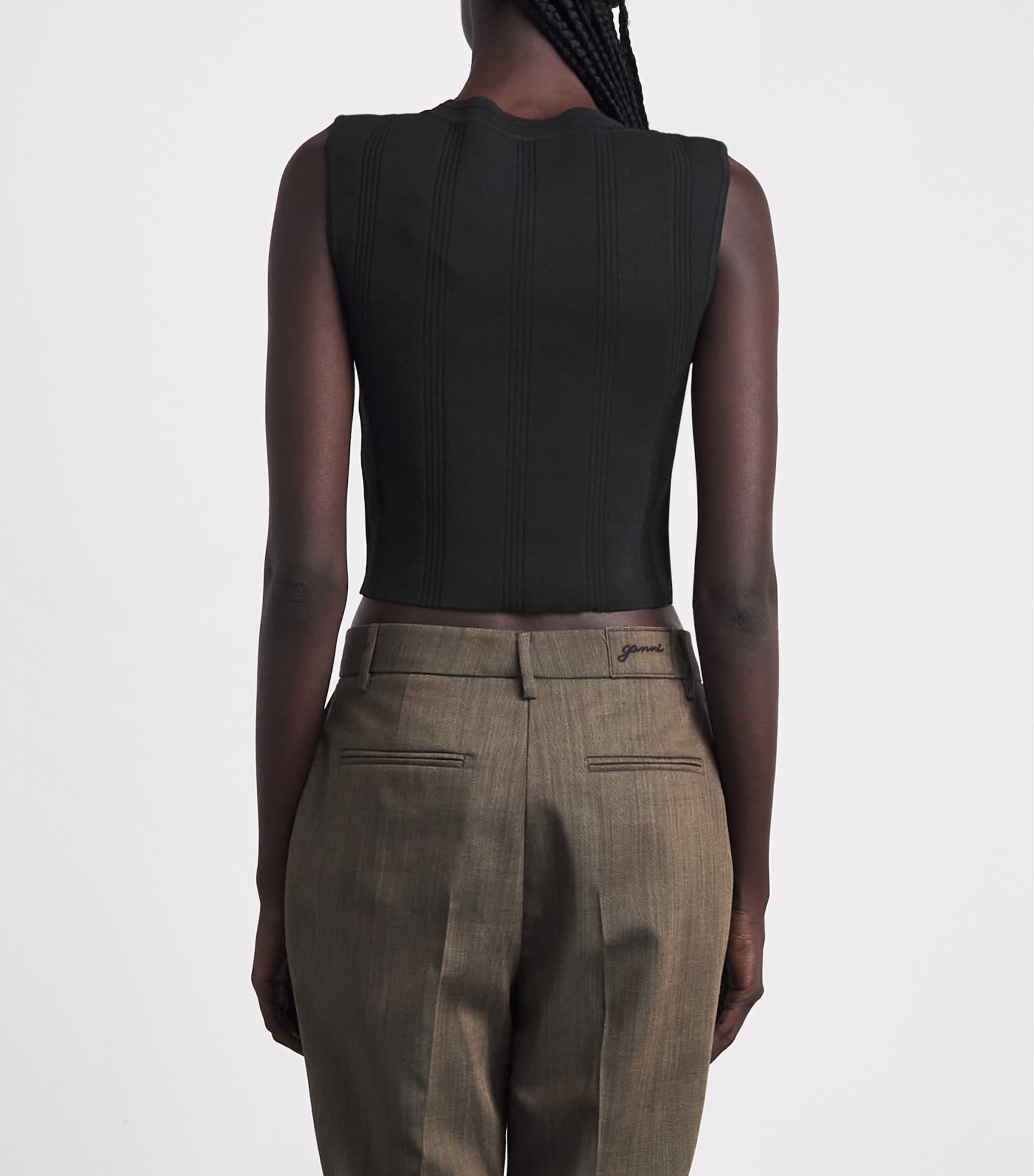 Sandro Paris Knitted Crop Top Black Image 5
