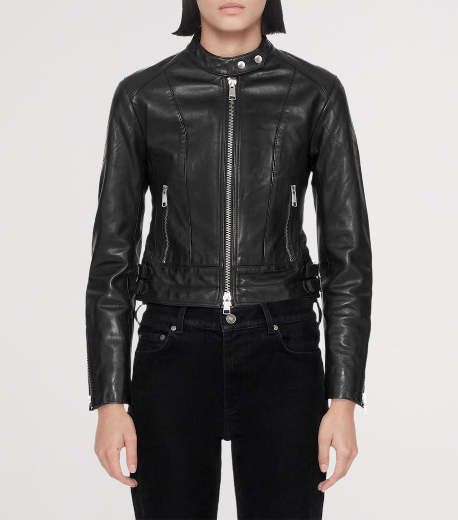 AllSaints Womens Comet Leather Jacket Black Image 3