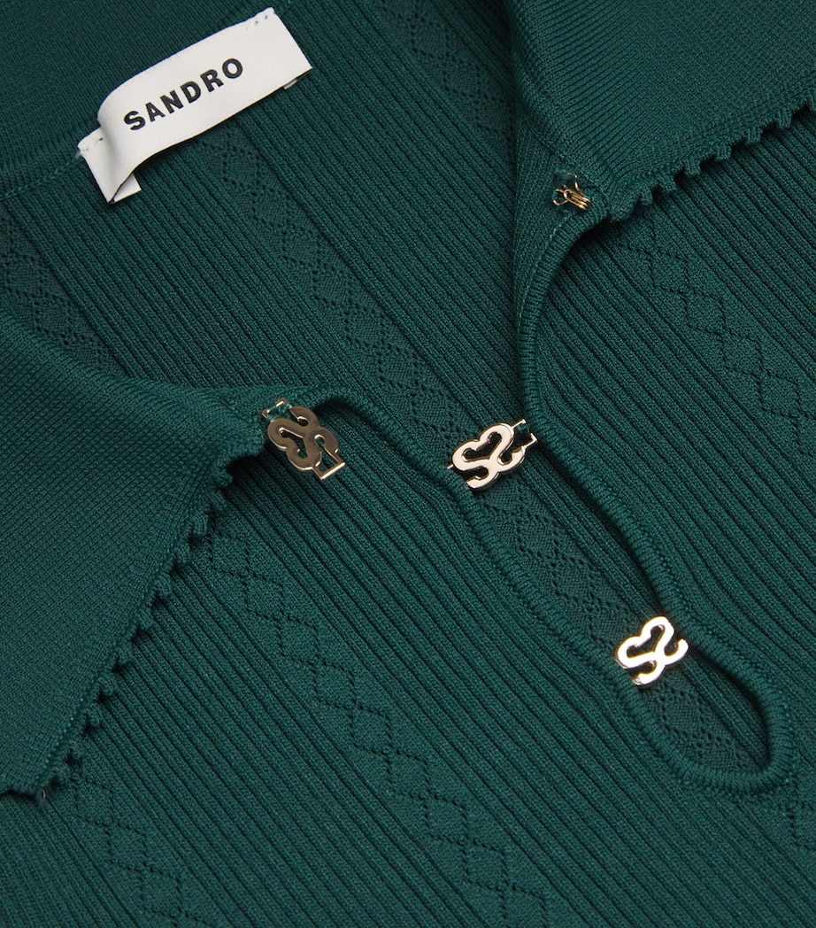 Pointelle-Knit Polo Shirt DARK GREEN Image 5