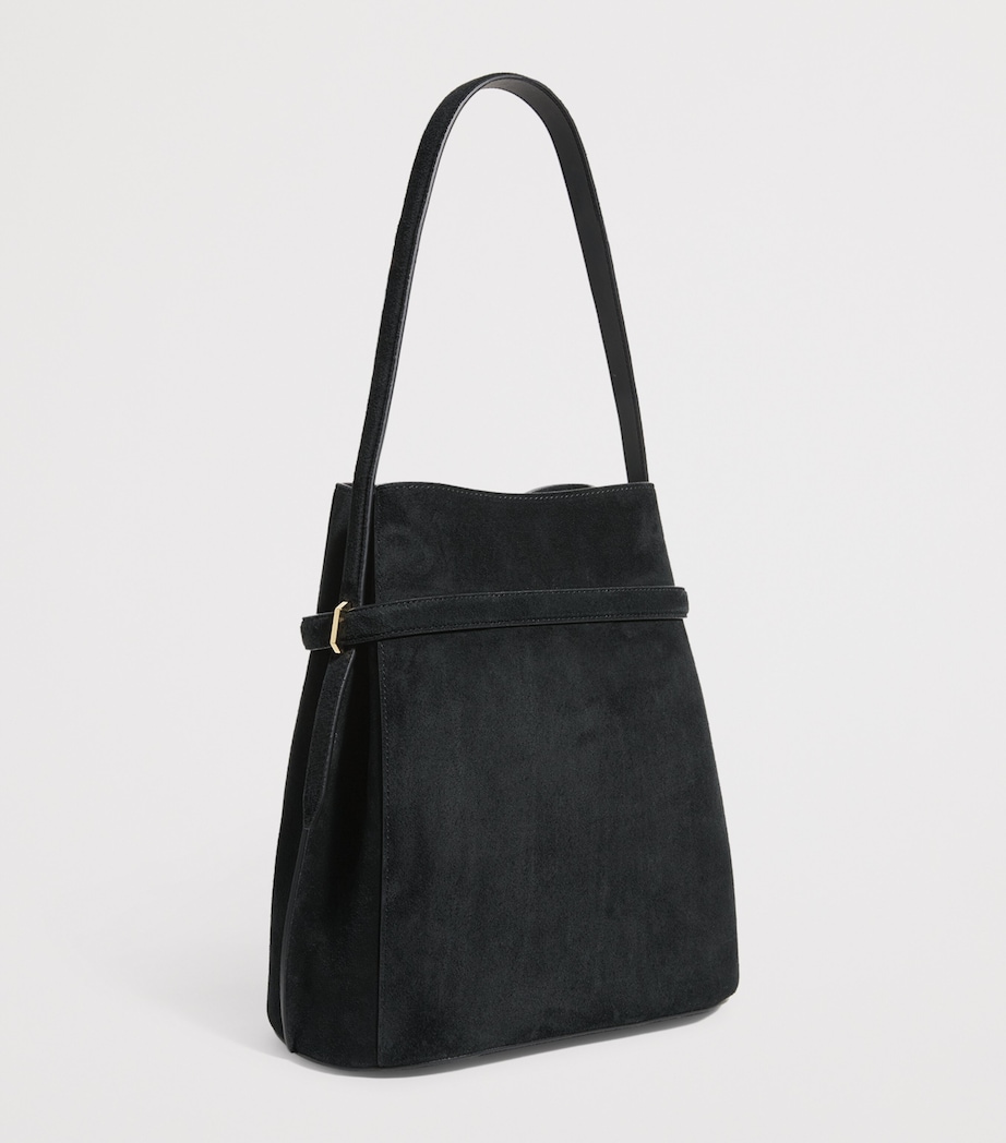 Suede Bucket Shoulder Bag 001 BLACK Image 3